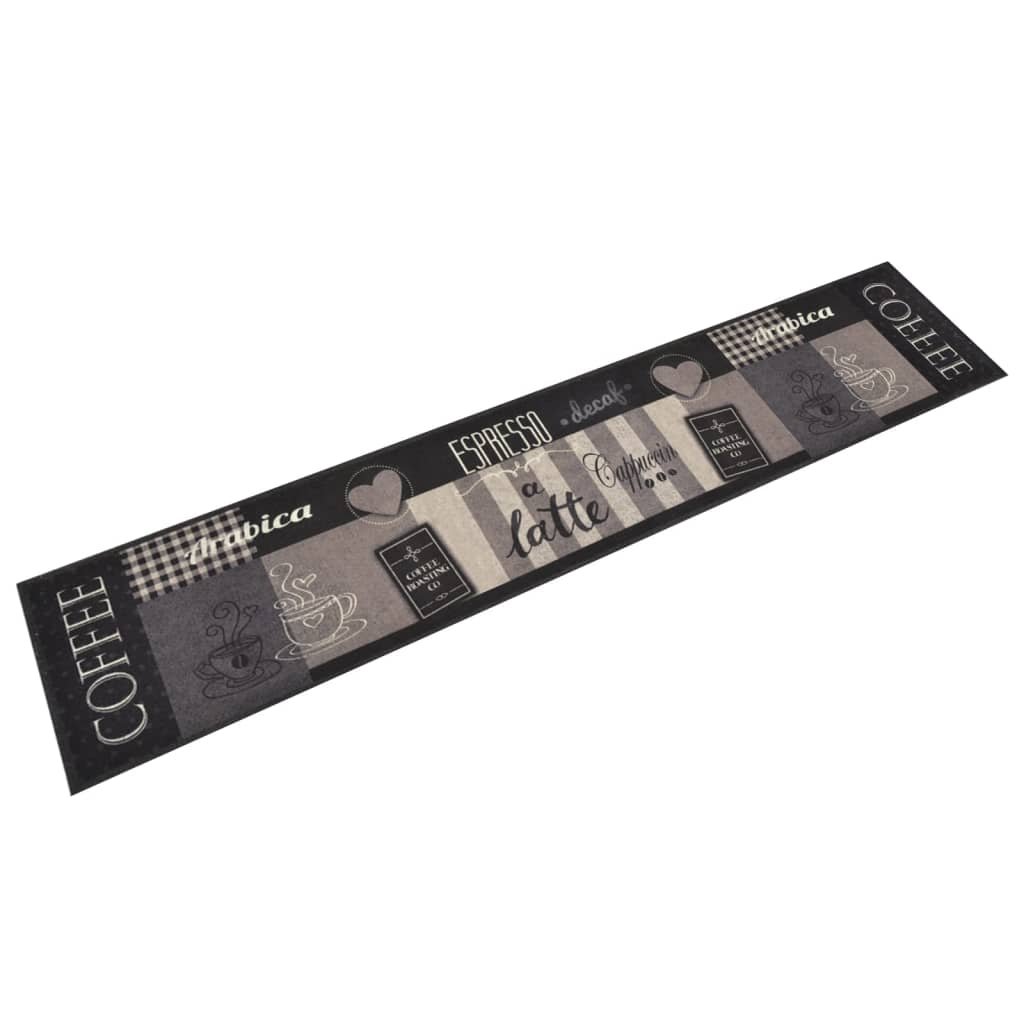 Walplus Coffee Black Velvet Kitchen Rug - Black - 300 x 60 cm