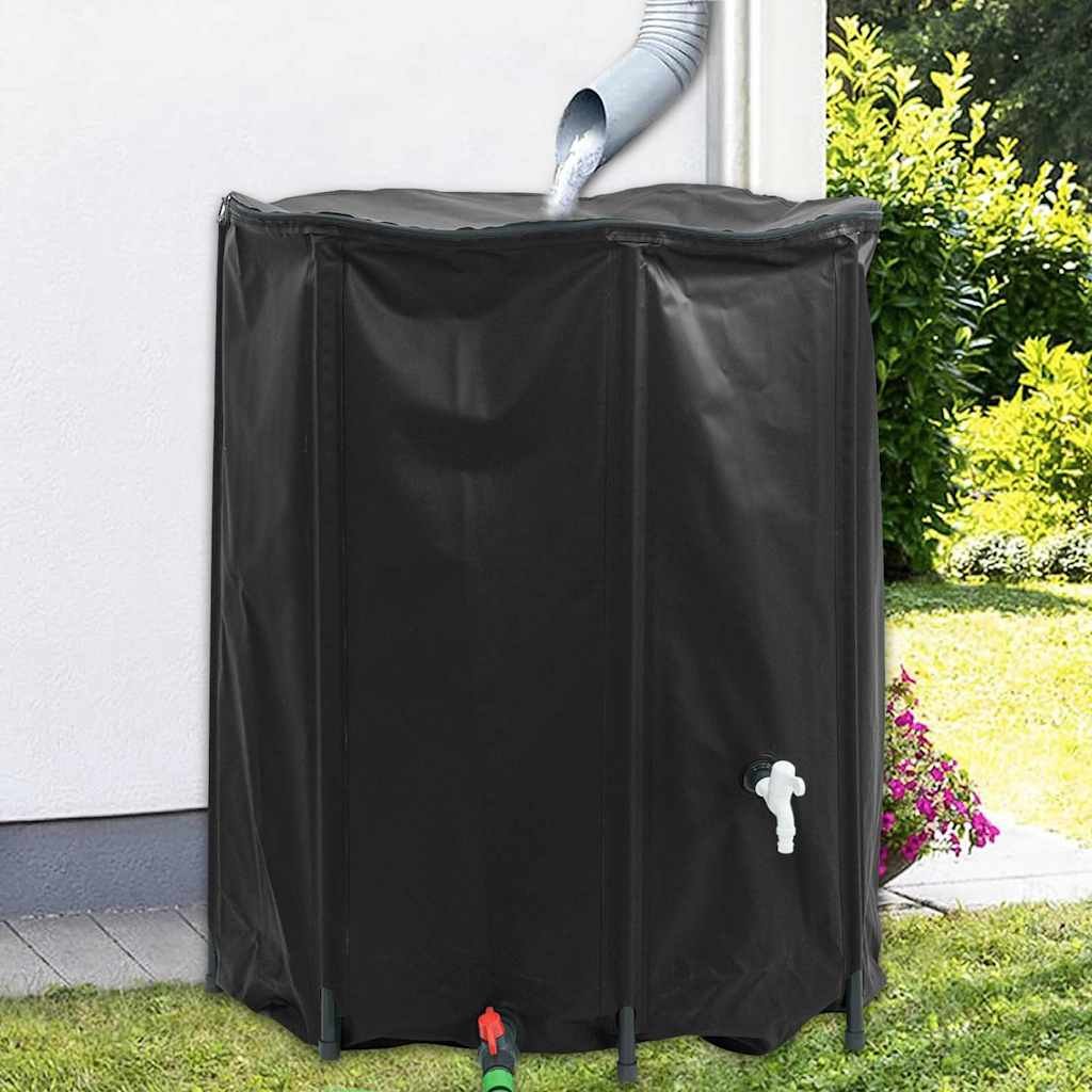 Walplus PVC Water Container with Tap Foldable 1250 L - Black - 120 x 110 cm