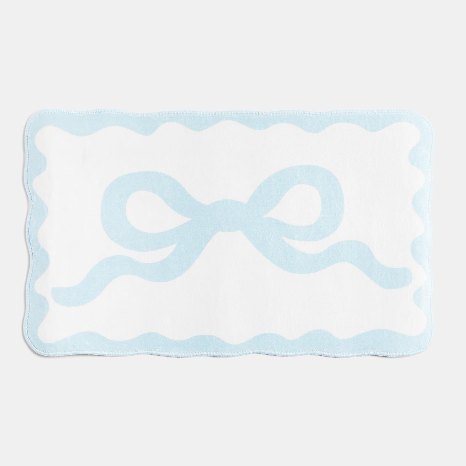 OHS Bow Velvet Bath Mat Soft Absorbent Shower Rug - Blue