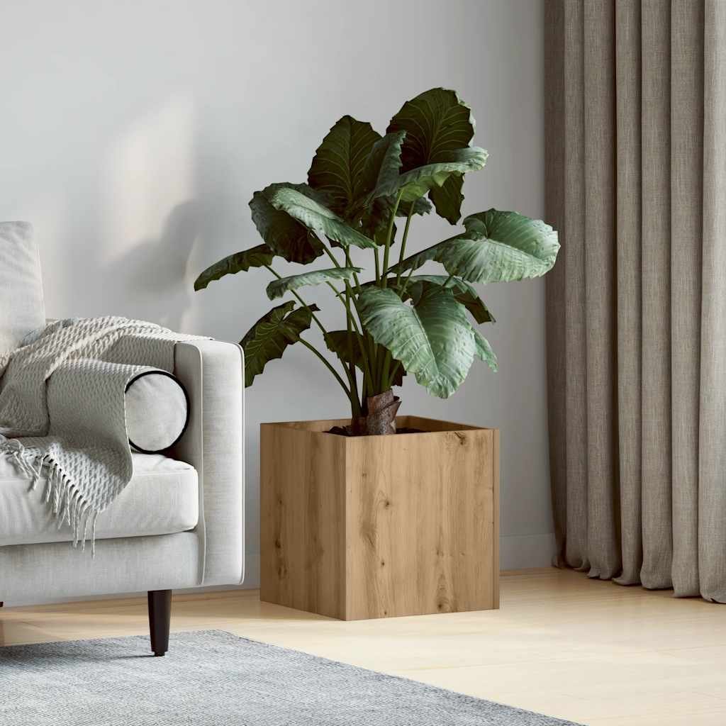 Walplus Wood Garden Planter - Artisan Oak - 40 x 40 x 40 cm