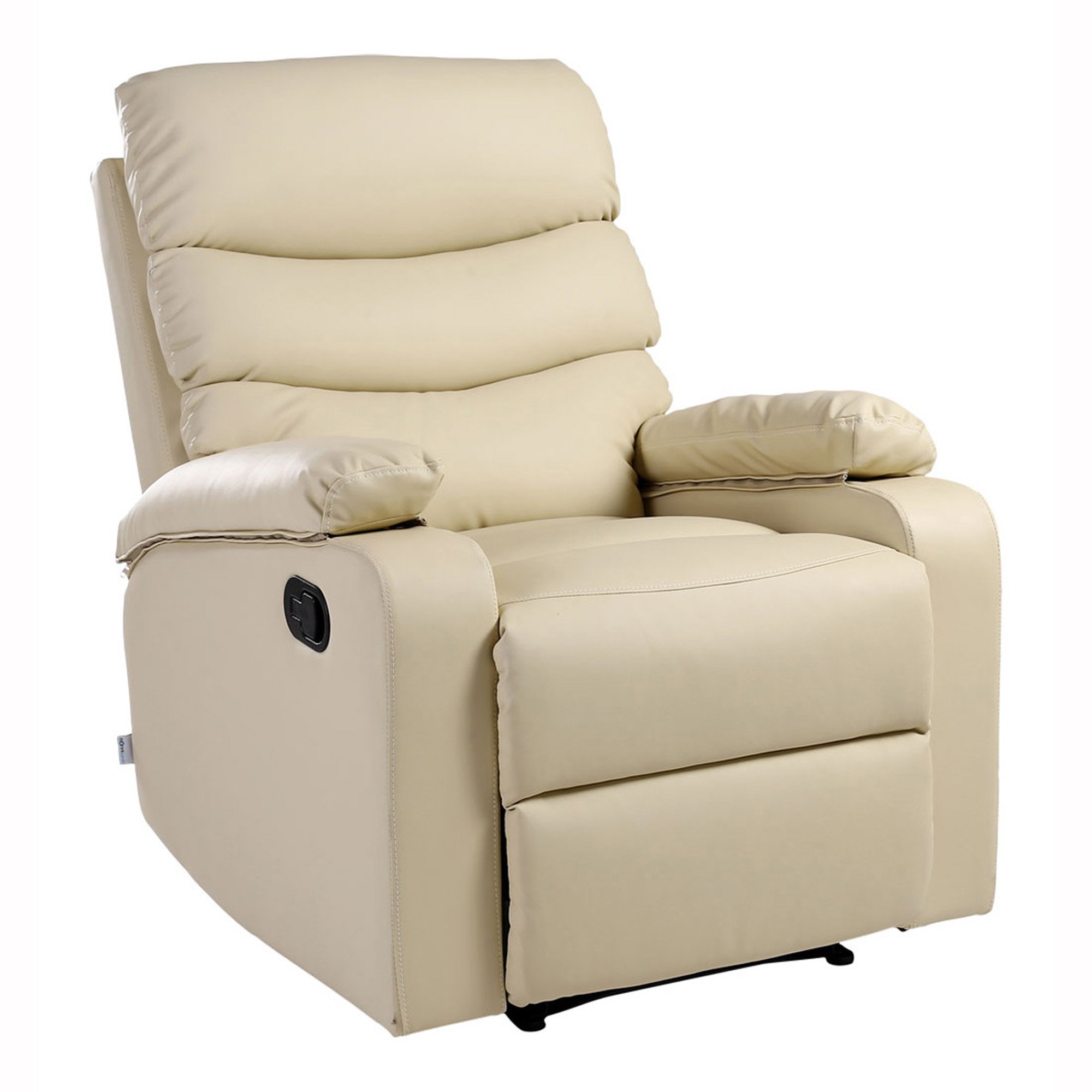 Furniture Online Ashby Bonded Leather Manual Recliner Chair – Cream