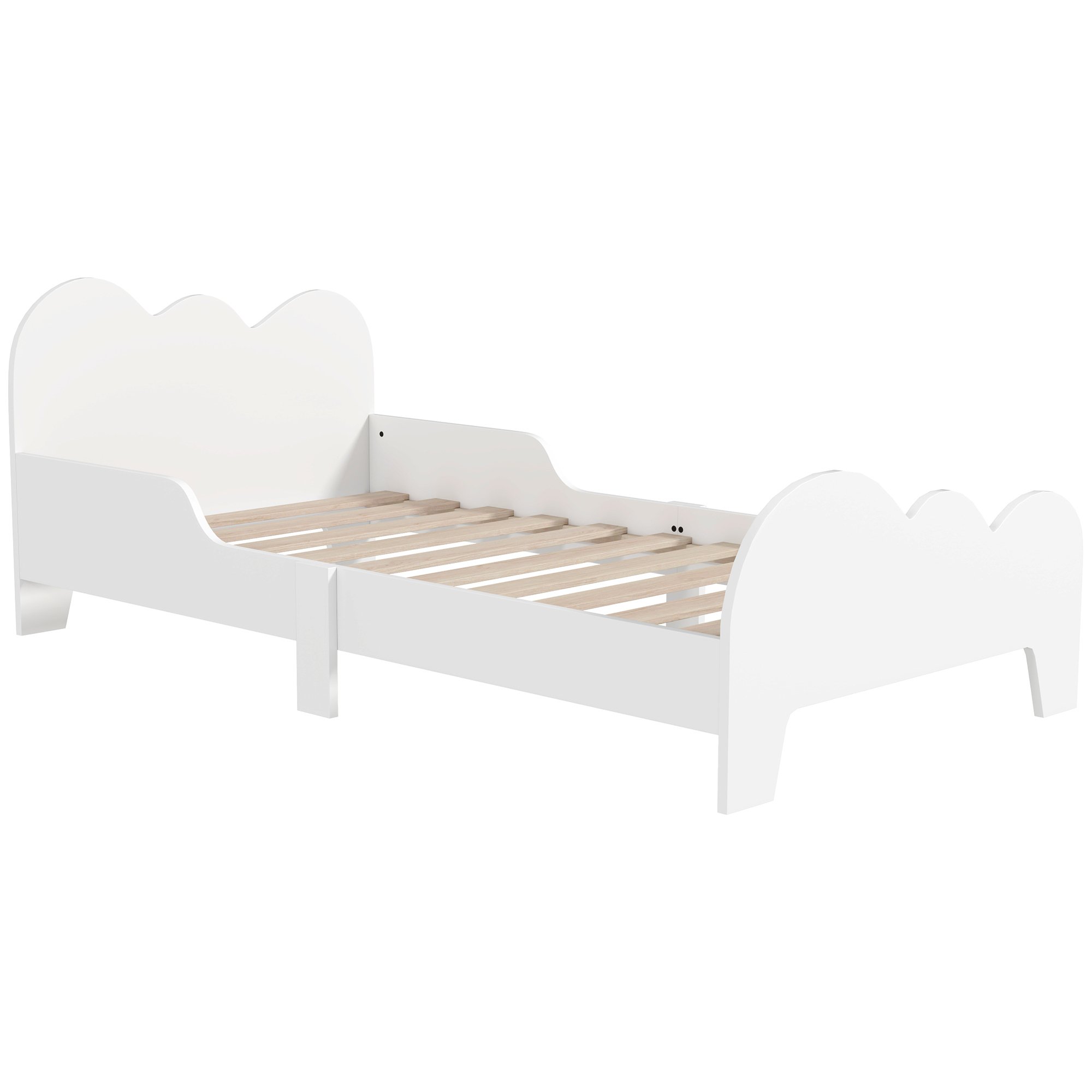AIYAPLAY Cloud Kids Toddler Bed Frame with Safety Side Rails - White