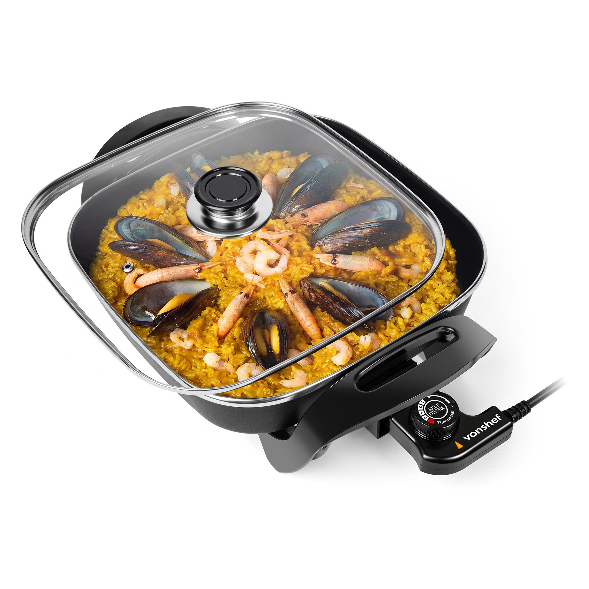 VonShef 6L 30cm Non-Stick Electric Frying Pan - Square