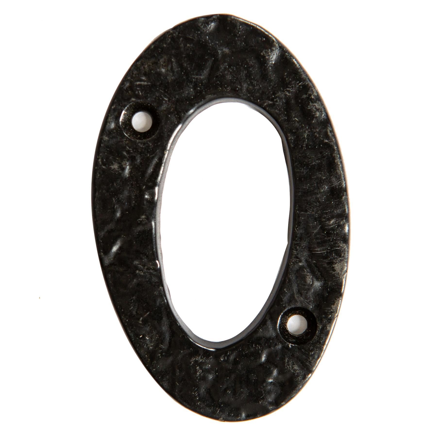 Hammer & Tongs Rustic Iron Numeral - Number 0 - Black