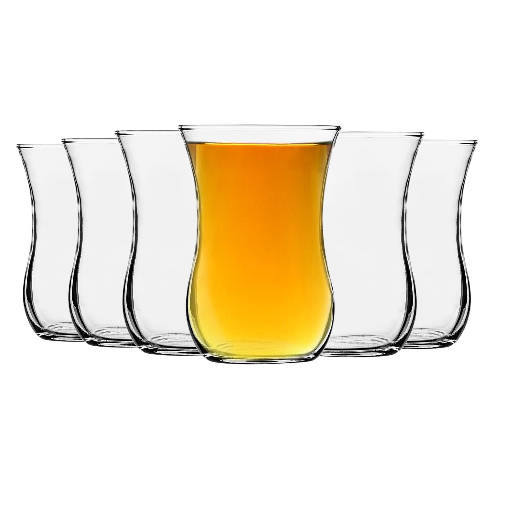 LAV Klasik Turkish Tea Glasses - Clear - Pack of 6
