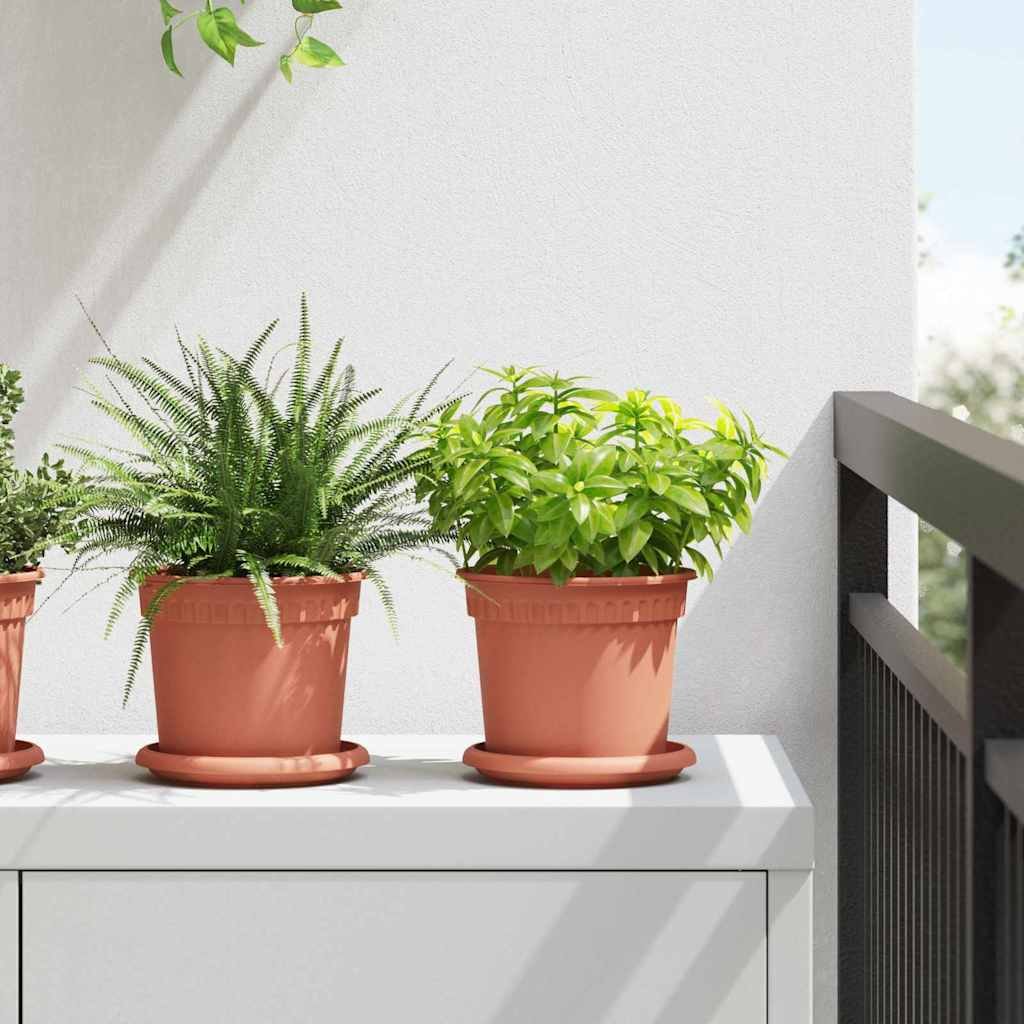 Walplus Pack of 6 Plastic Round Planter - Brick Red - 15 x 15 x 12 cm
