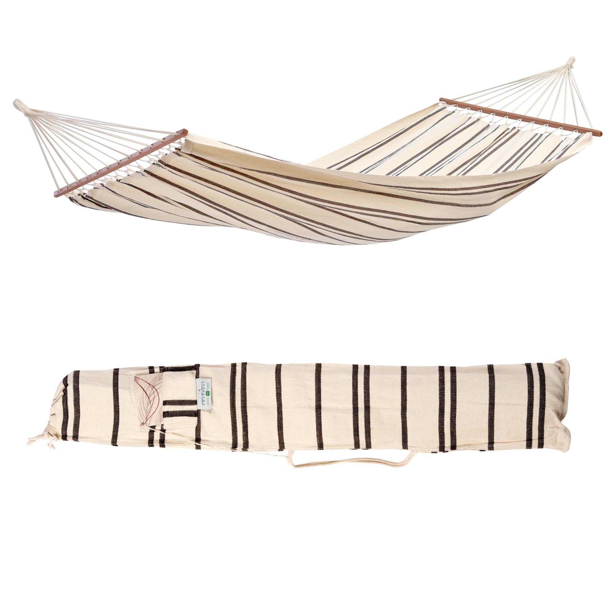 Amazonas Brasilia Single Cotton Spreader Bar Hammock – Cappuccino