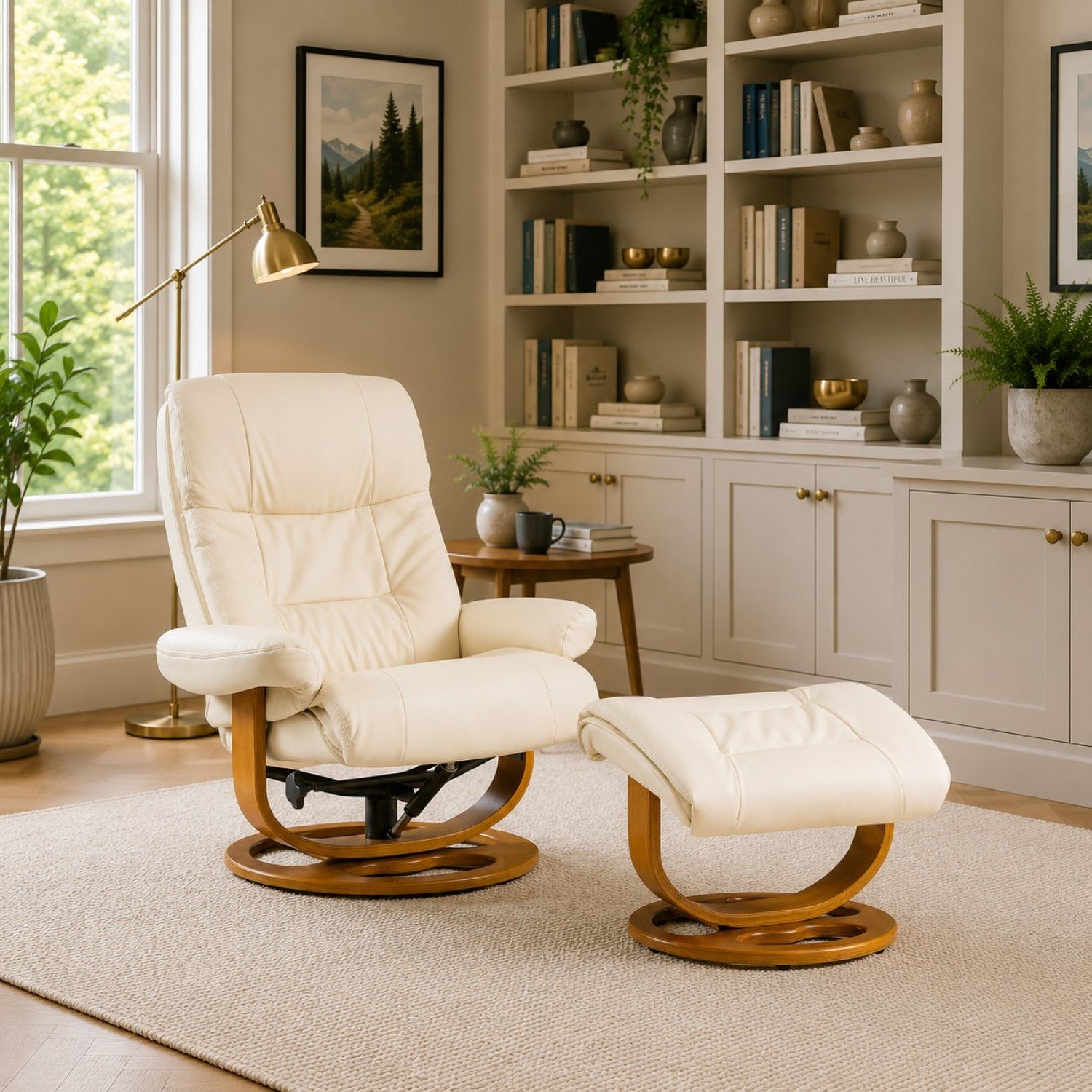 Artemis Home Barriston Swivel Recliner and Footstool - Cream