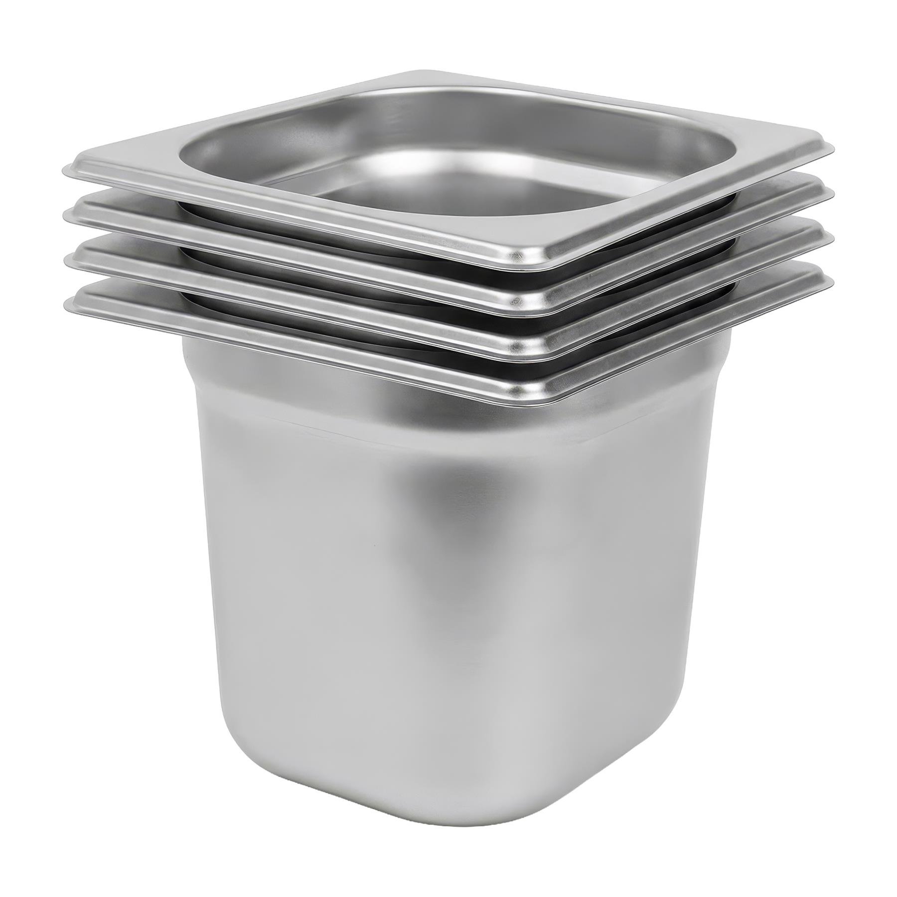 Argon Tableware Steel Gastronorm Containers 1/6 - 2.25L - Set of 4