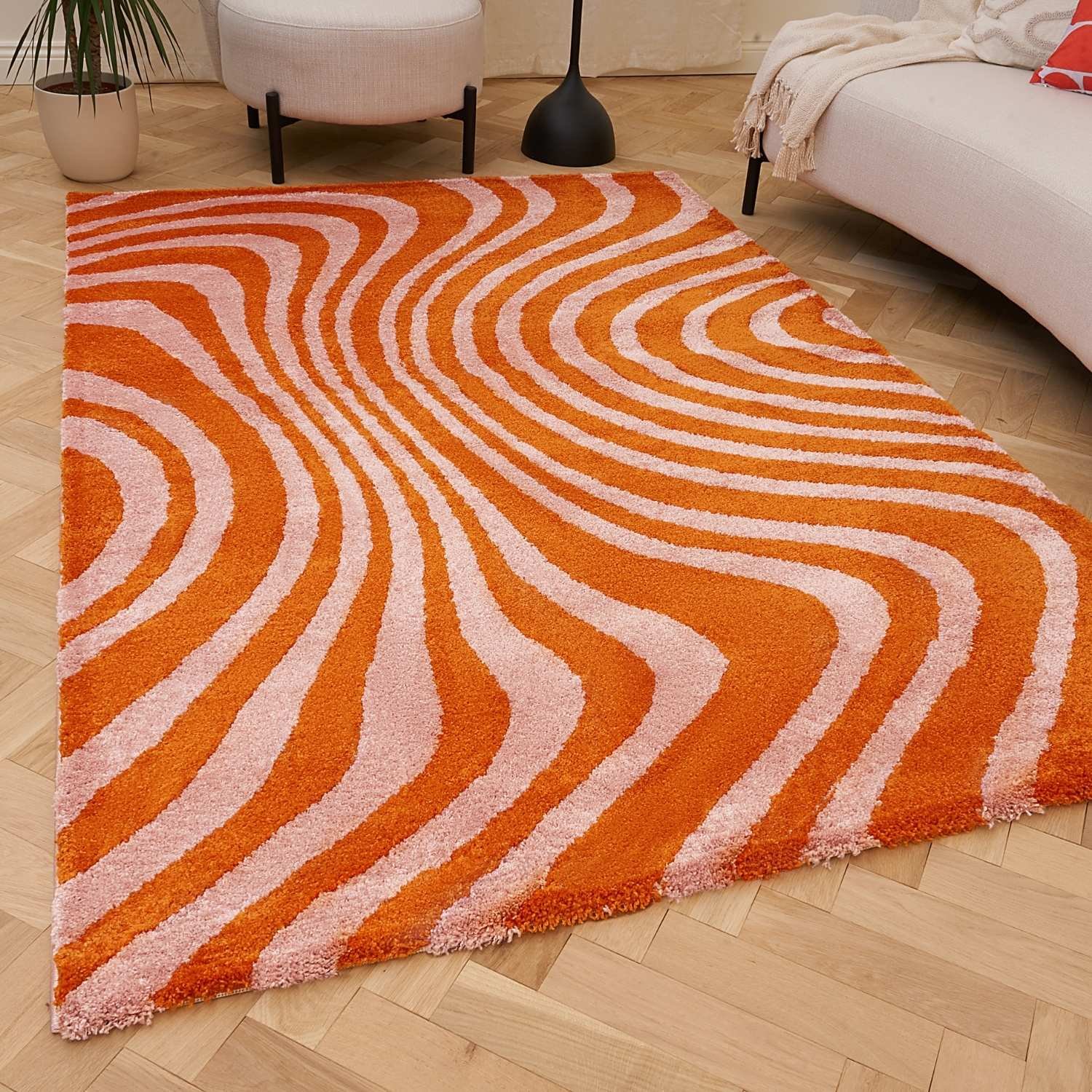 The Rugs Burnt Orange Joli Striped Rug - 80 x 150cm