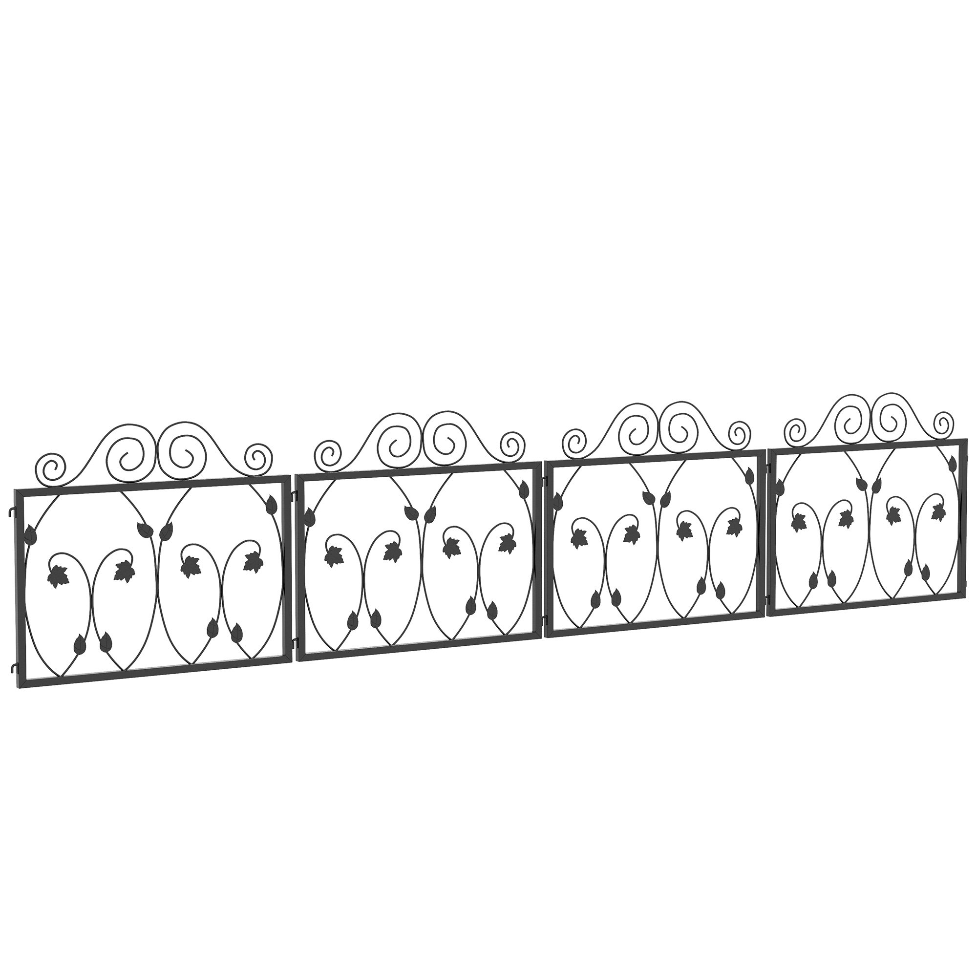 Outsunny 4 Decorative Garden Fence for Landscape - Black