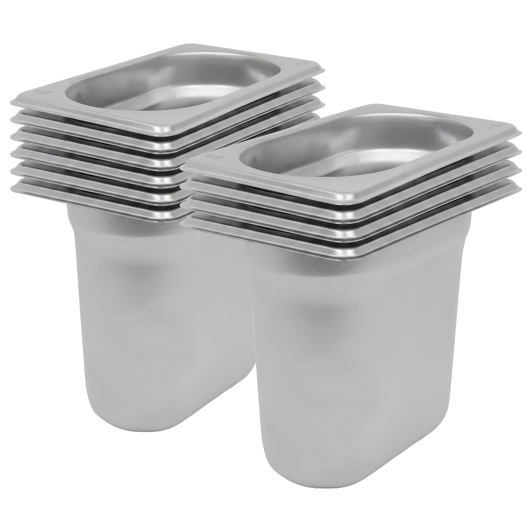Argon Tableware Steel Gastronorm Containers 1/9 - 1L - Set of 10