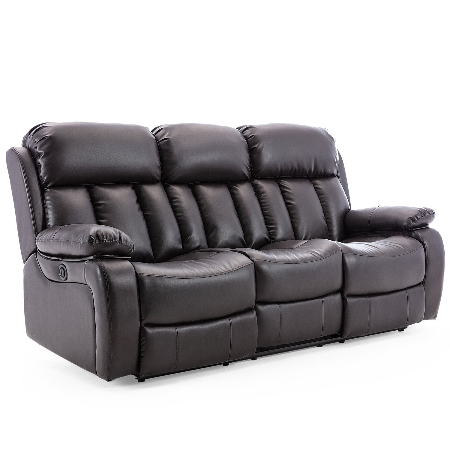 Furniture Online Chester Electric Recliner 3 Seater Leather Sofa – Brown