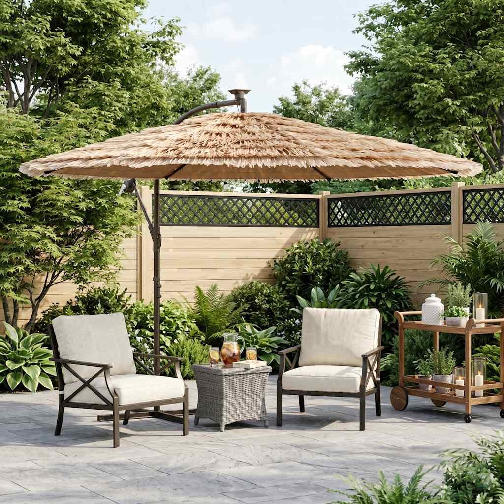 Walplus 3 LED Polyester Garden Parasol - Brown - 269 x 269 x 235 cm