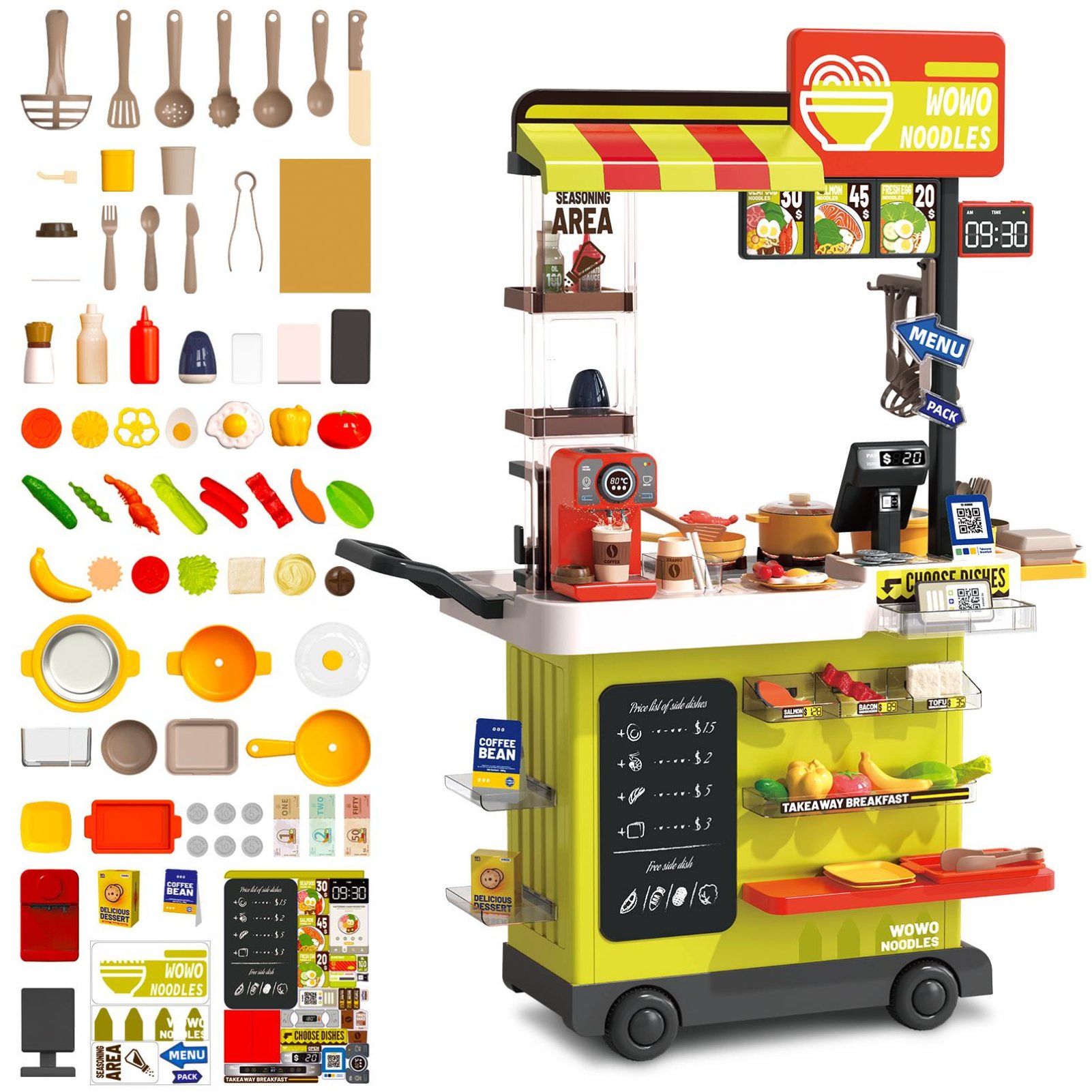 deAO Noodle Shop Play Kitchen Set - Green
