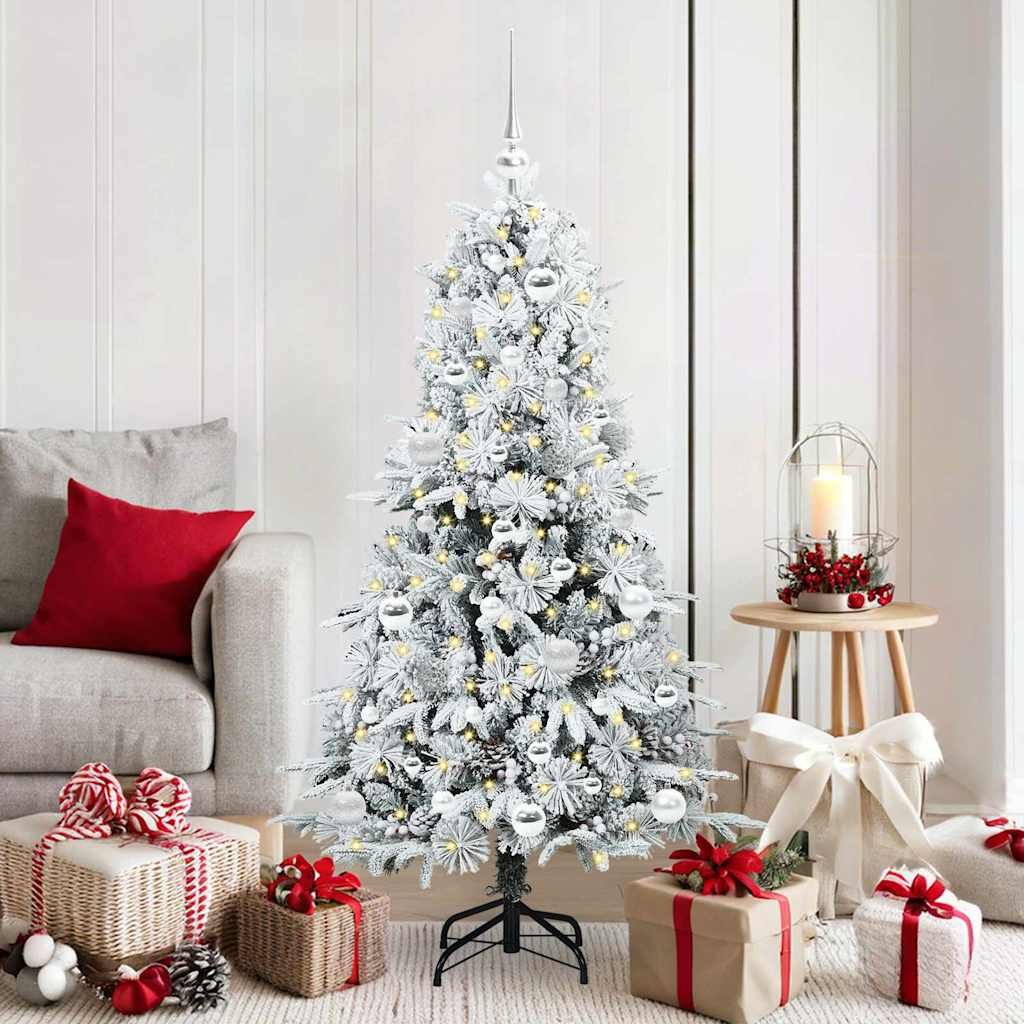 Walplus 150 Warm LED Lights Hinged Artificial Christmas Tree - White - 150 cm