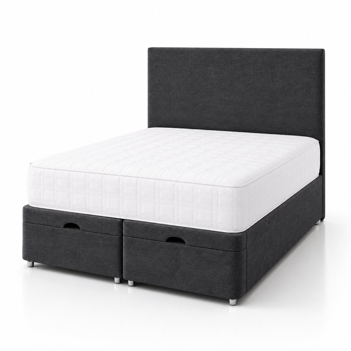 Comfy Deluxe  Plain  6ft Super King  End Lift Ottoman Bed Set - Charcoal