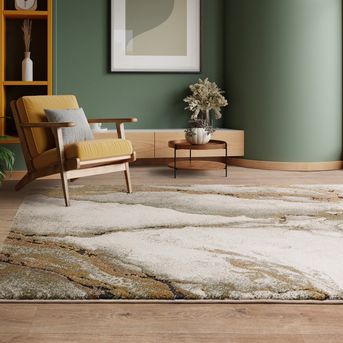 Mega Flooring Beige Modern Abstract Rug - 80 x 150cm
