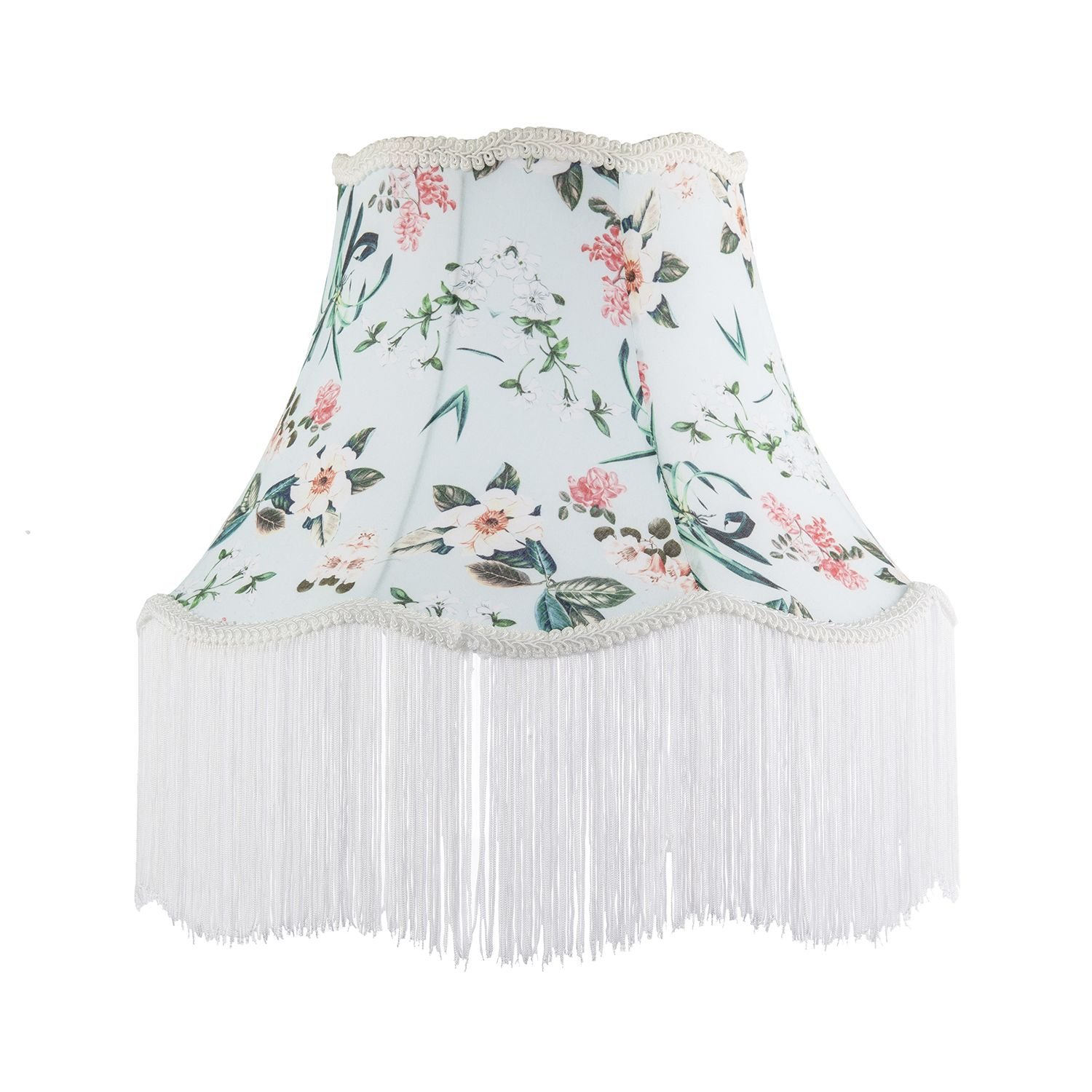 Happy Homewares Victorian Vintage with Green and Blue Floral Lampshade - 40cm