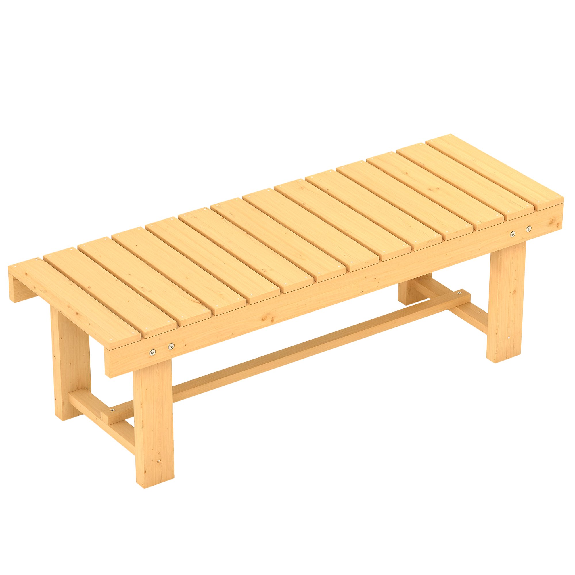 Outsunny 2 Seater Wooden Garden Bench with Slatted Seat - Fir Wood Color