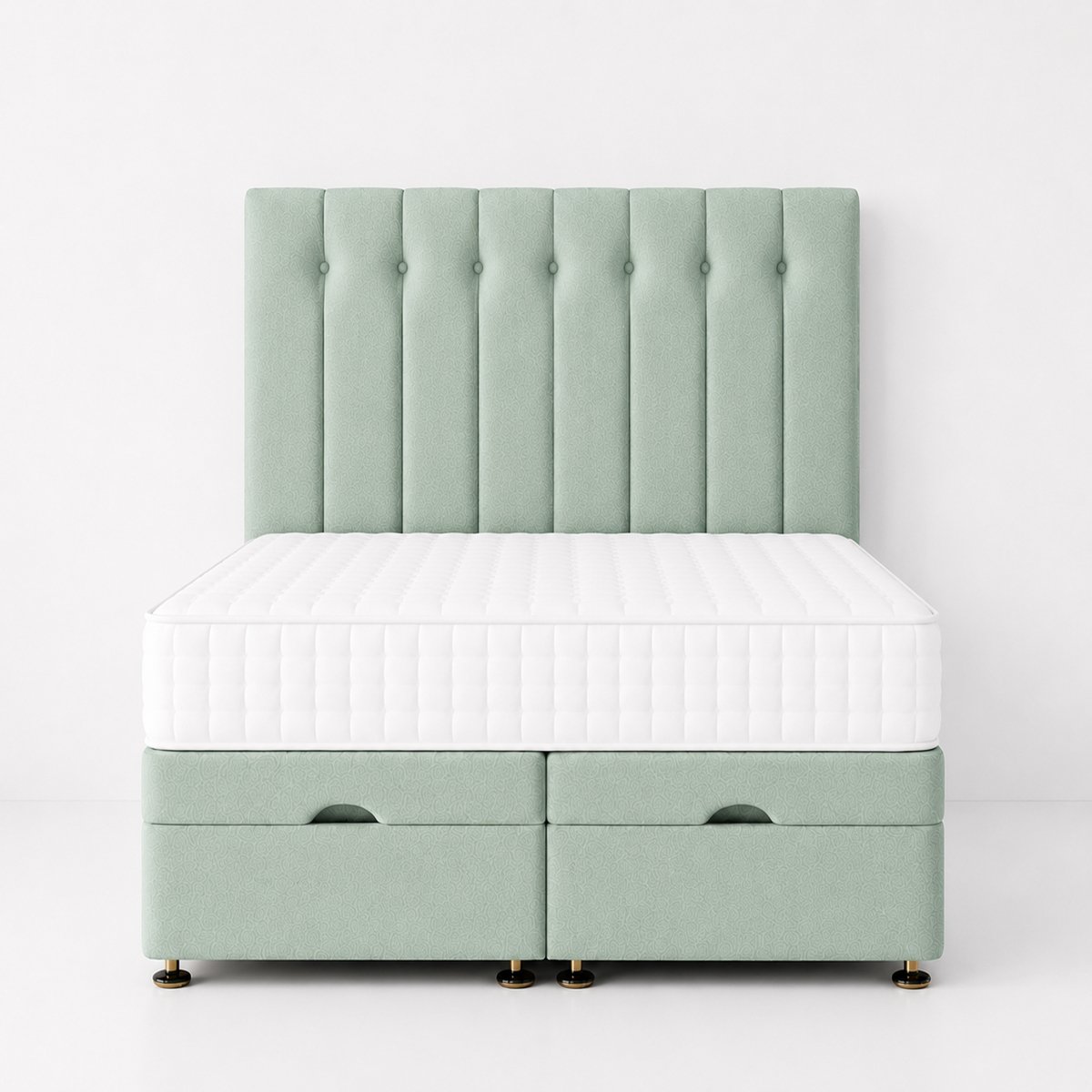 Comfy Deluxe Leo 3ft Single Plush Velvet End Lift Ottoman Bed Set - Duck Egg