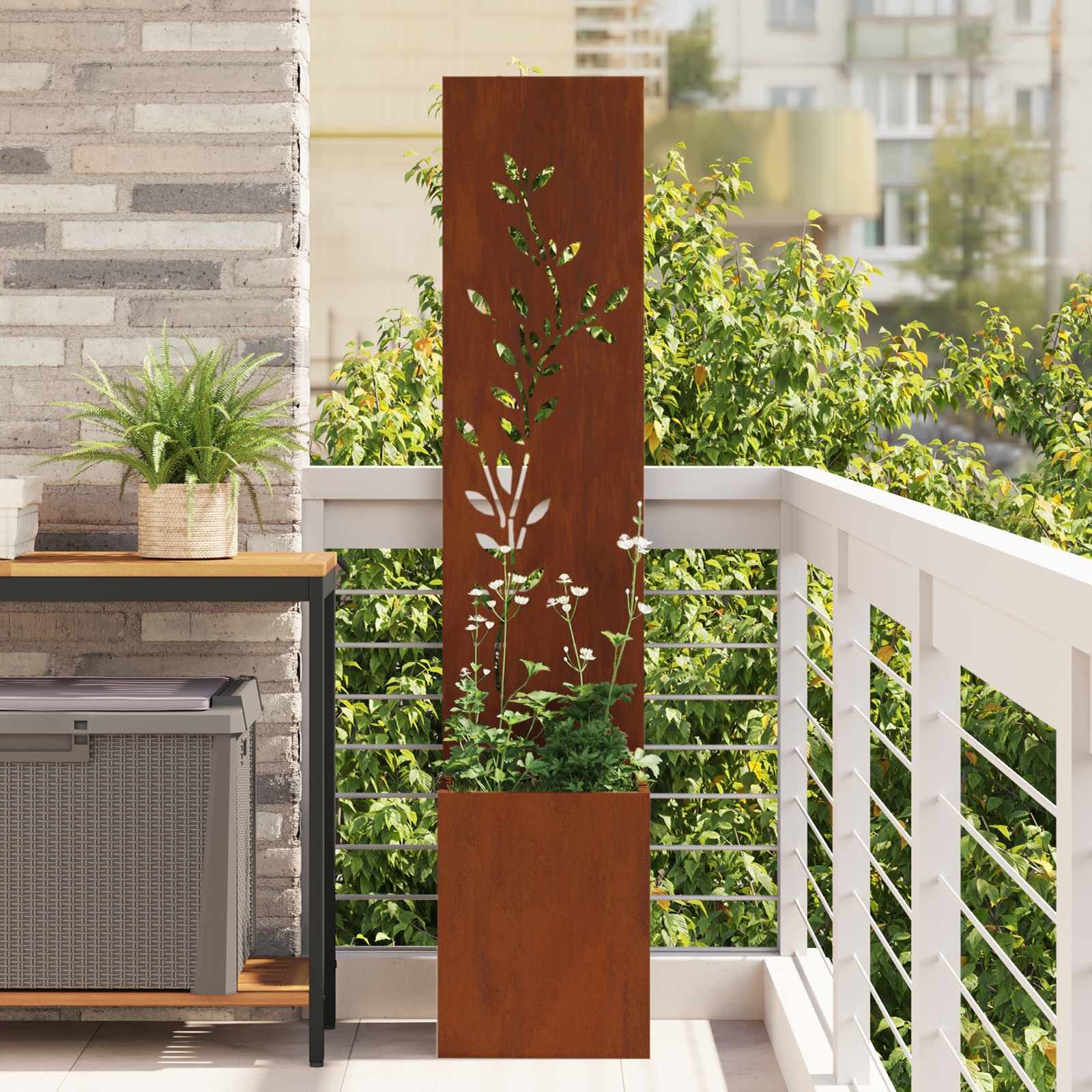 Walplus Bail Design Garden Privacy Screen - Rusty - 32 x 32 x 150 cm
