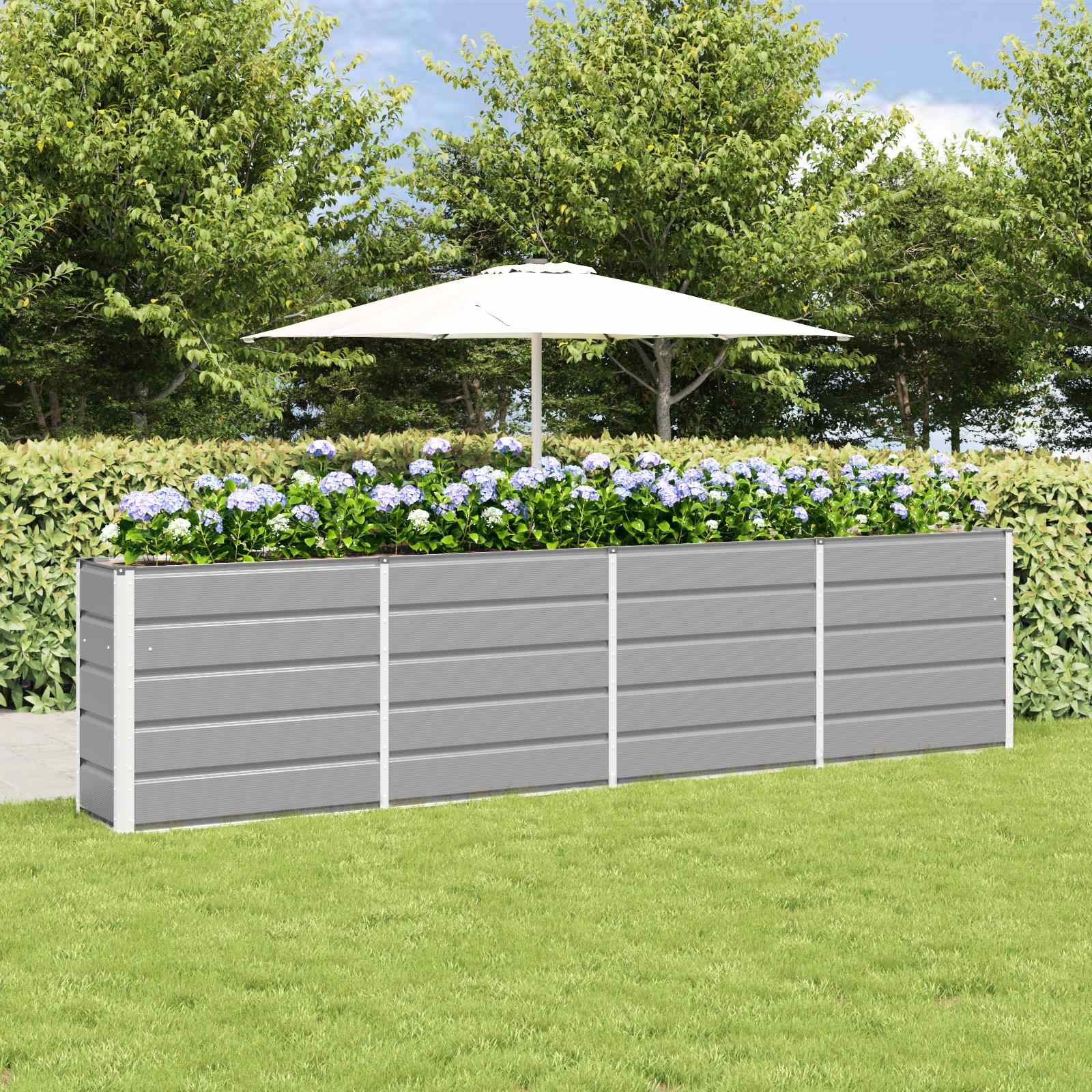 Walplus Steel Garden Planter - Light Grey - 320 x 40 x 75 cm