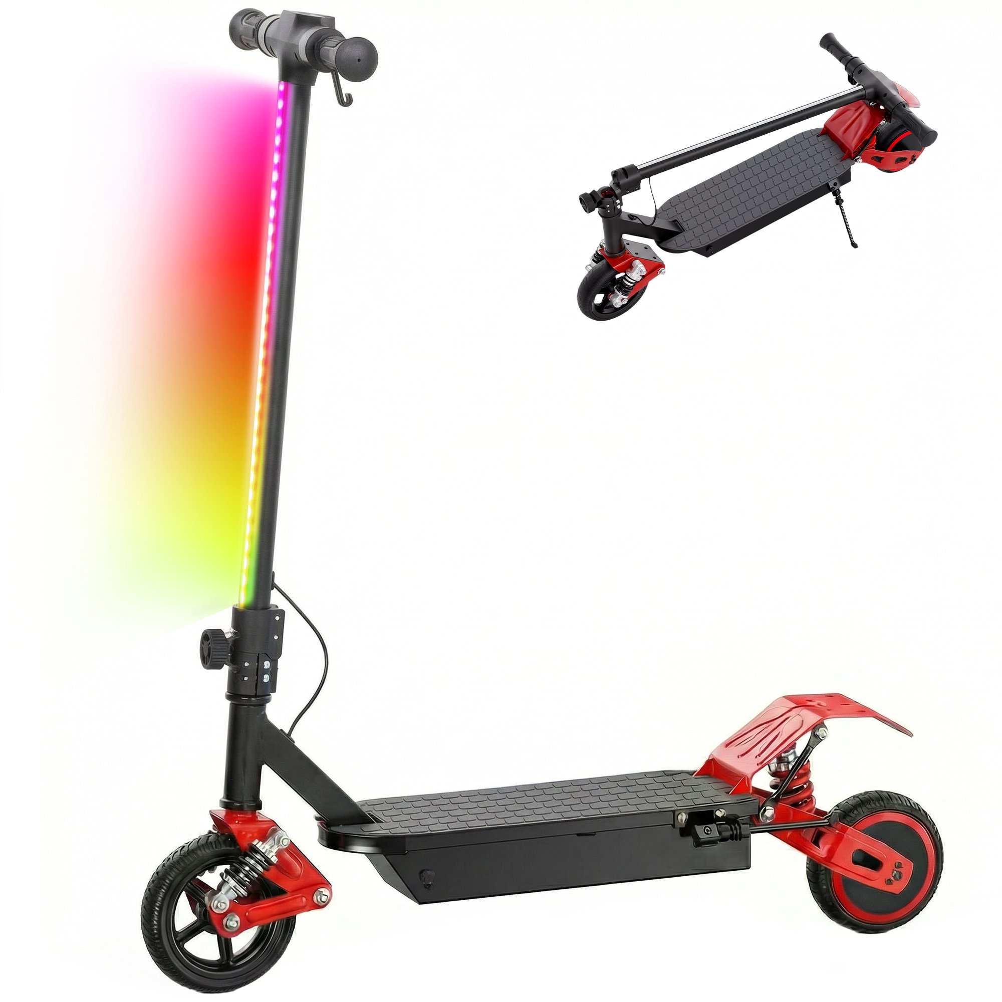 AIYAPLAY 200W 6 to 14 Years LCD Foldable Dual Shock Electric Scooter – Red