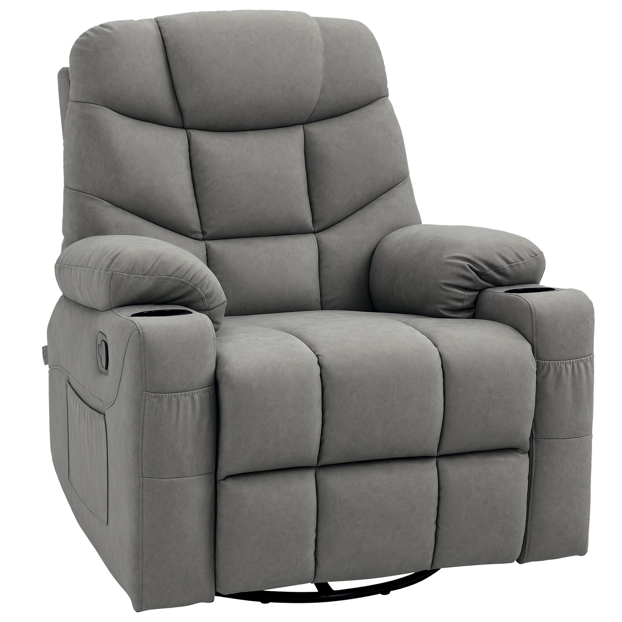 HOMCOM PU Leather Adjustable Swivel Recliner Armchair - Light Grey