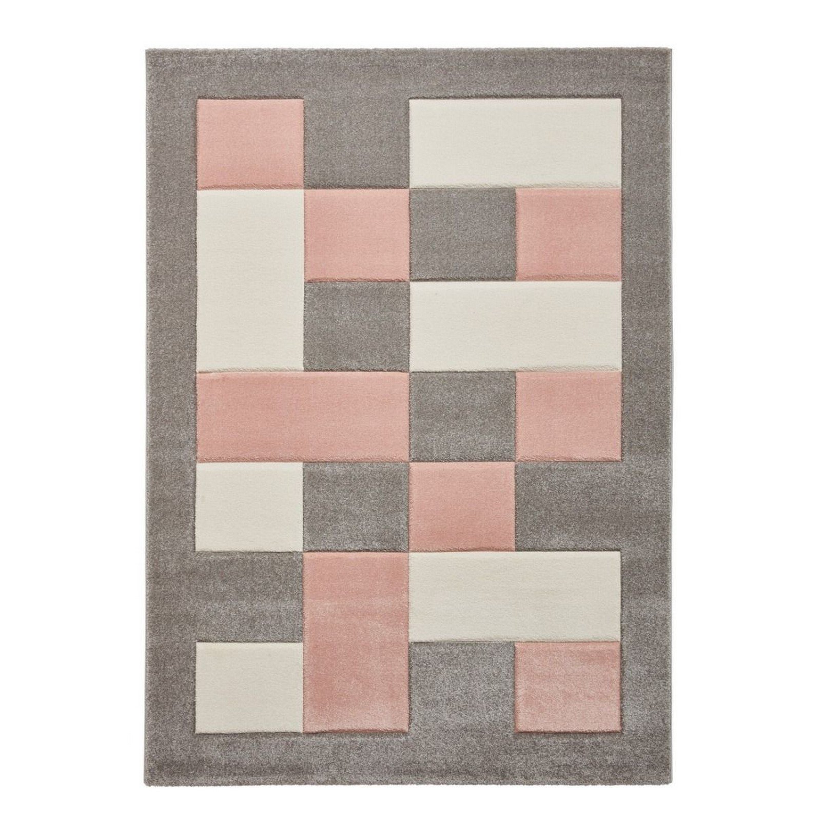 Mega Flooring Grey Modern Bordered Rug - 60 x 120cm