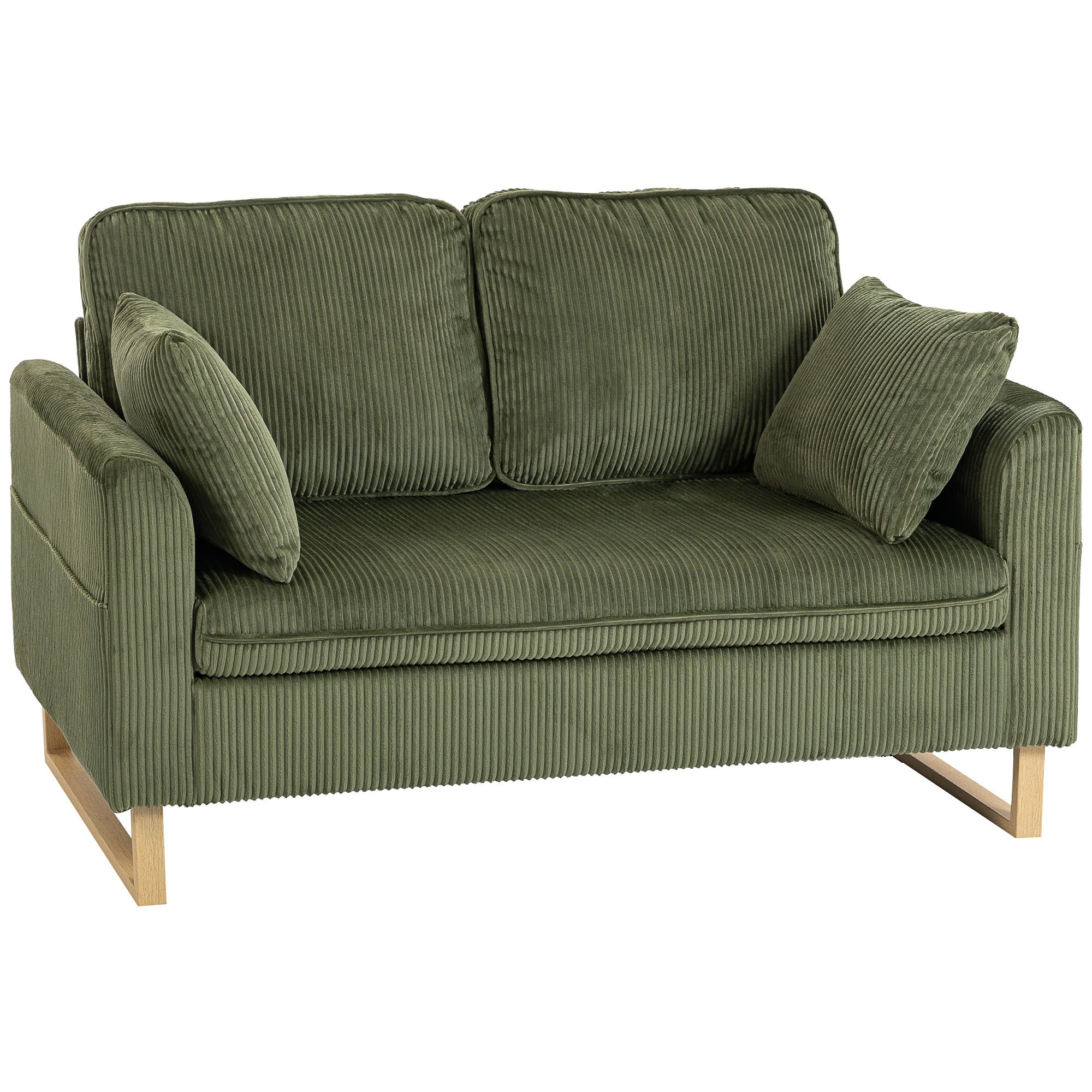 HOMCOM 2 Seater Metal Sofa with Spring Cushions - Green