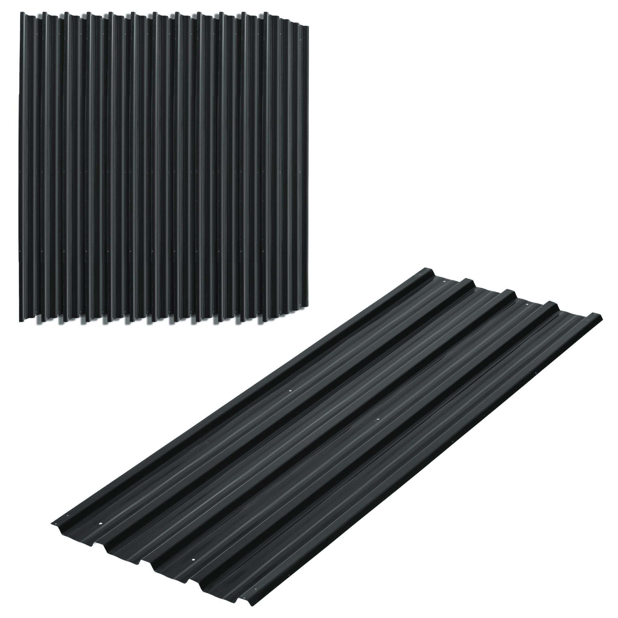 Outsunny 12 Pack Galvanised Metal Roofing Sheets for Garage - Dark Grey