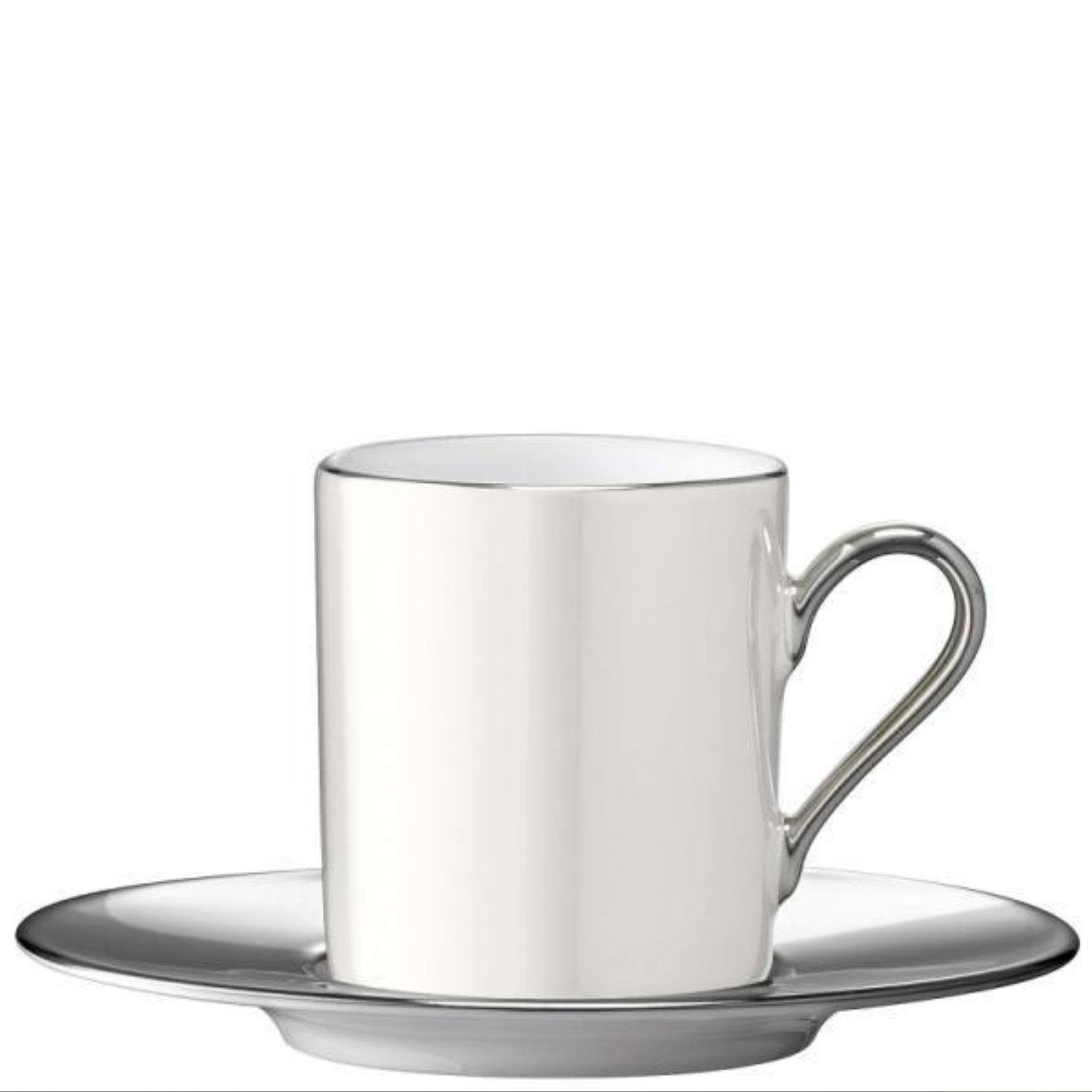 LAS International Palazzo 100ml Porcelain Coffee Cup & Saucer - Pearl Platinum