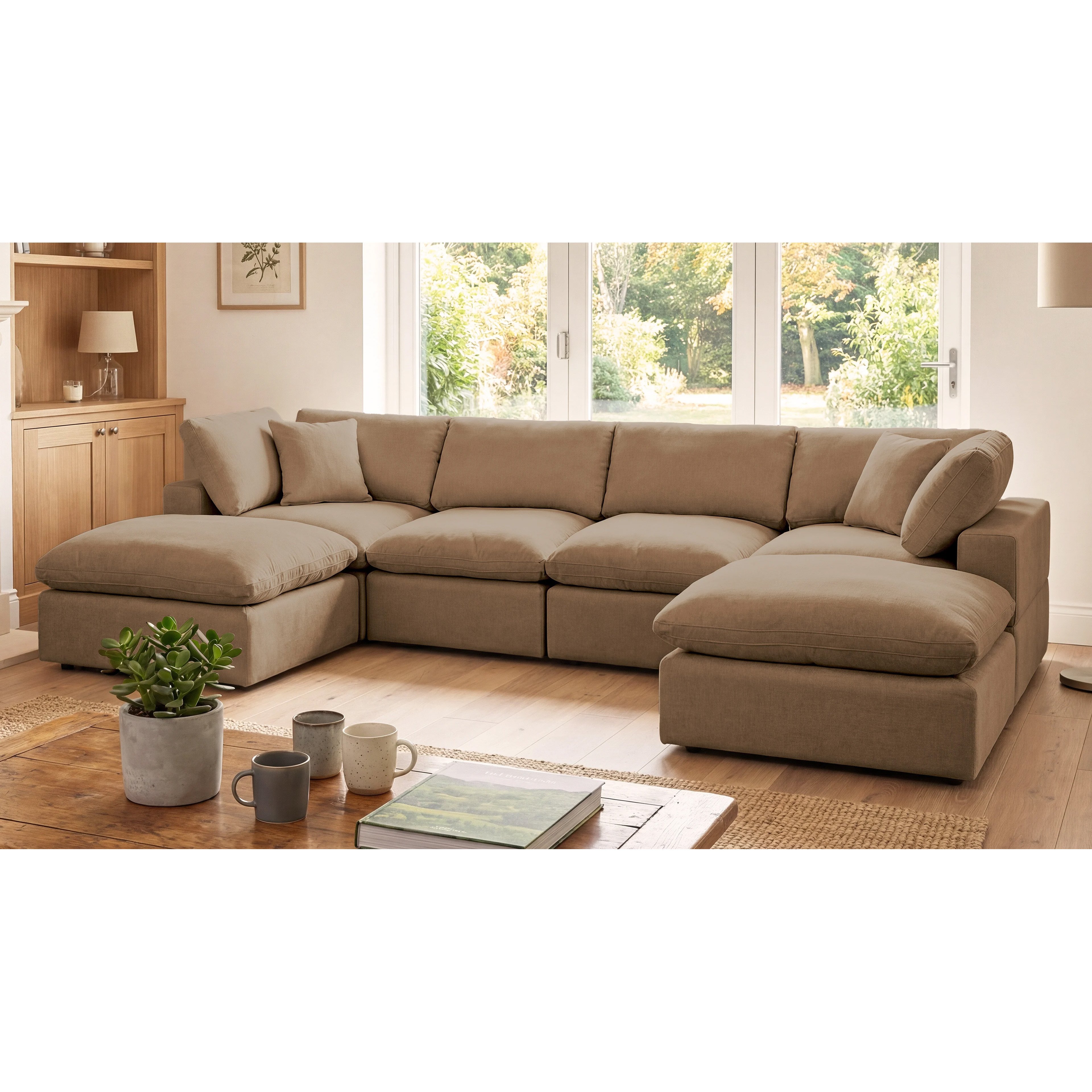 Artemis Home Cotleigh 6-Piece U-Shaped Modular Corner Sofa - Light Brown
