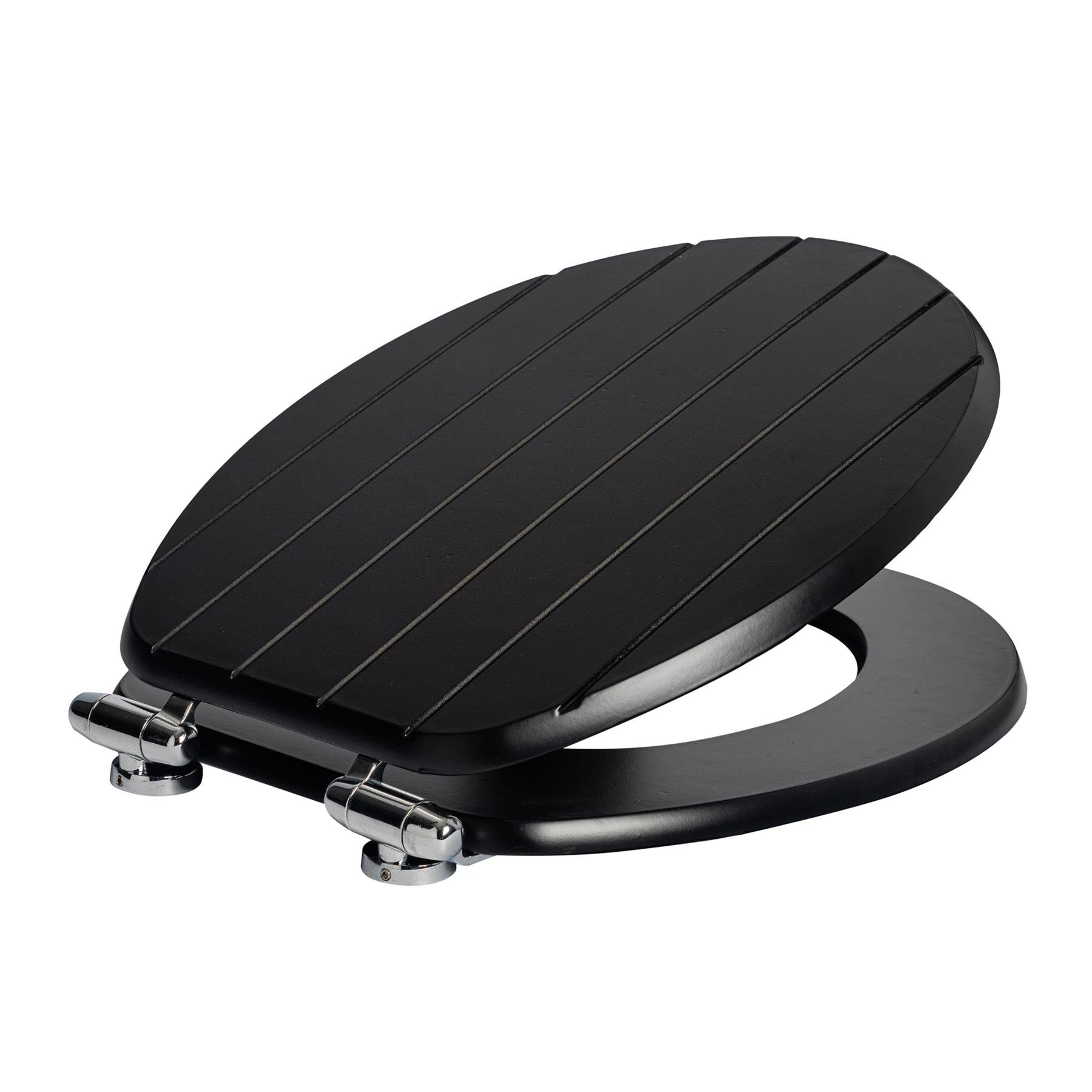 Harbour Housewares Wooden Soft Close Toilet Seat - Black