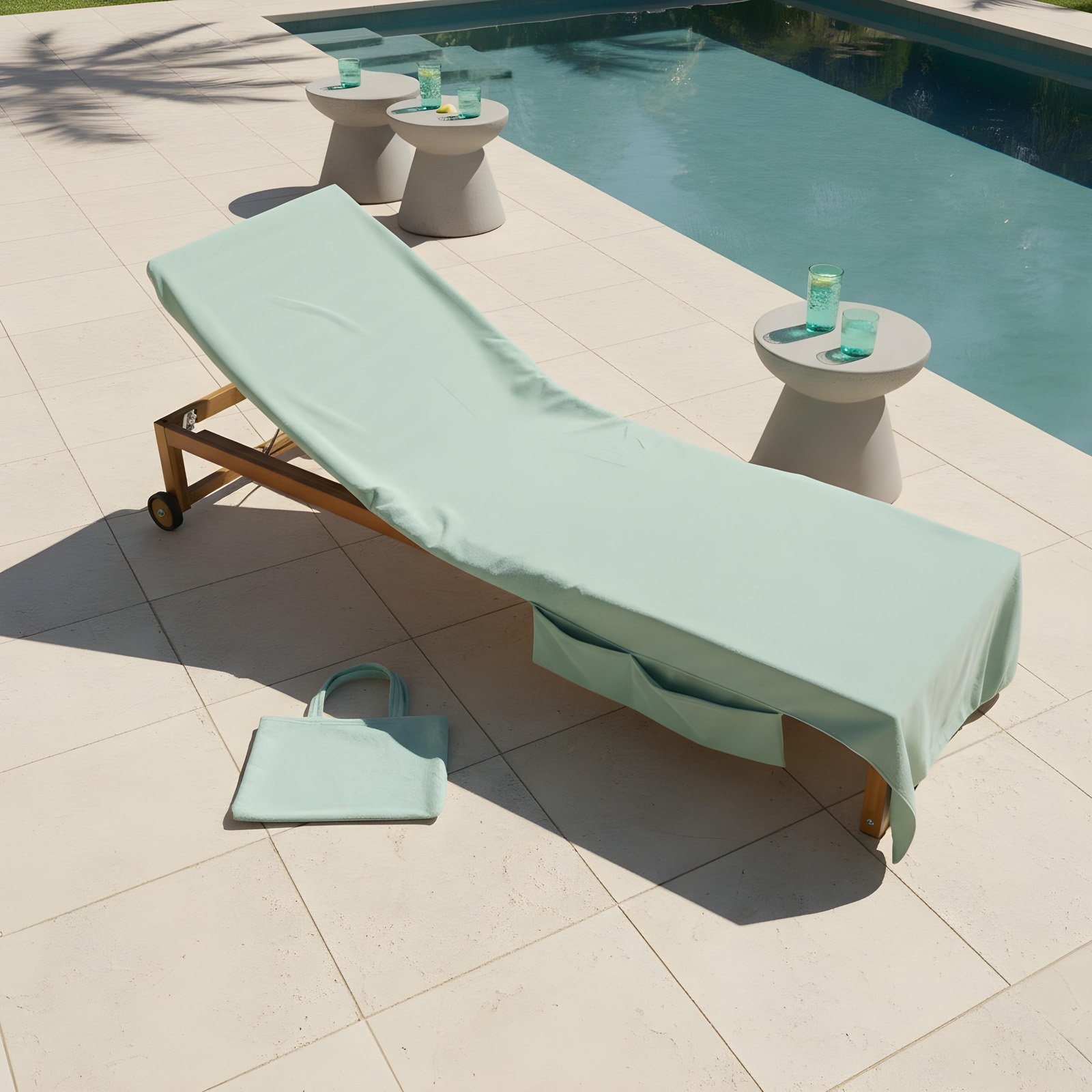 OHS Microfibre Quick Dry Absorbent Beach Towel in a Bag - Sage