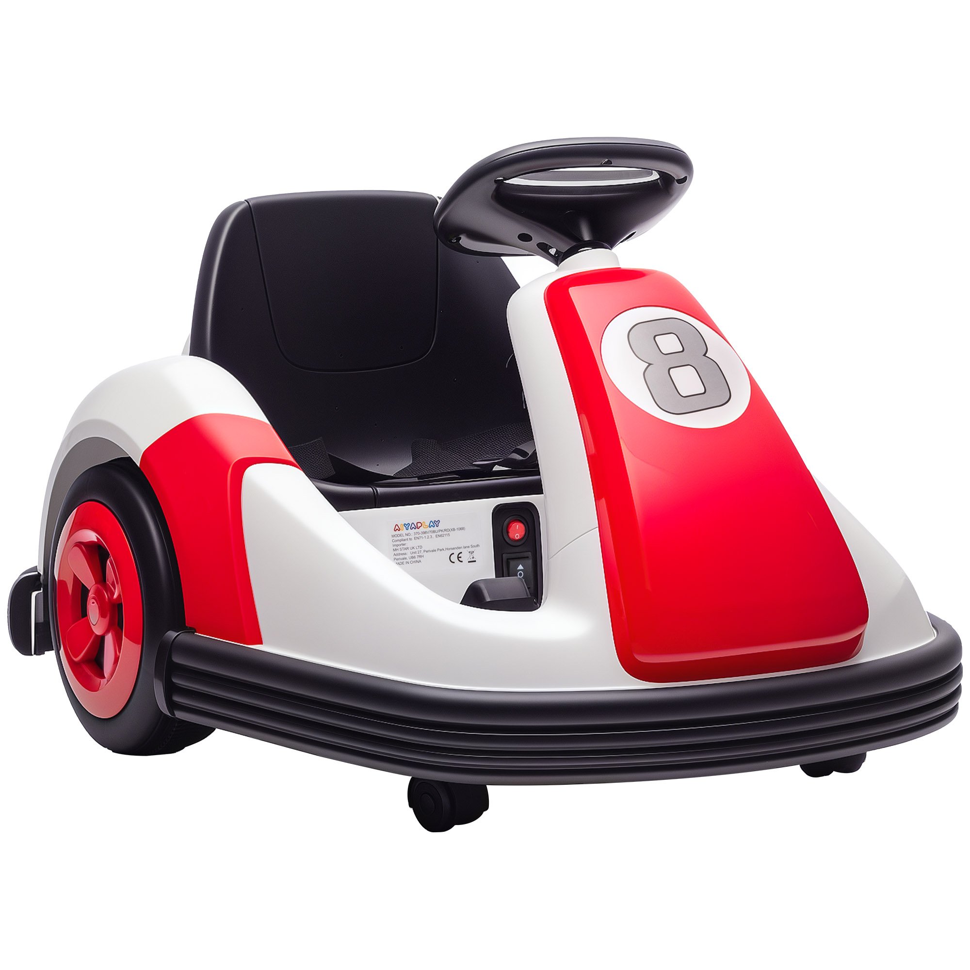 AIYAPLAY 6V Ages 3 to 8 Years 360 Degree Spin Music Kids Bumper Car – Red
