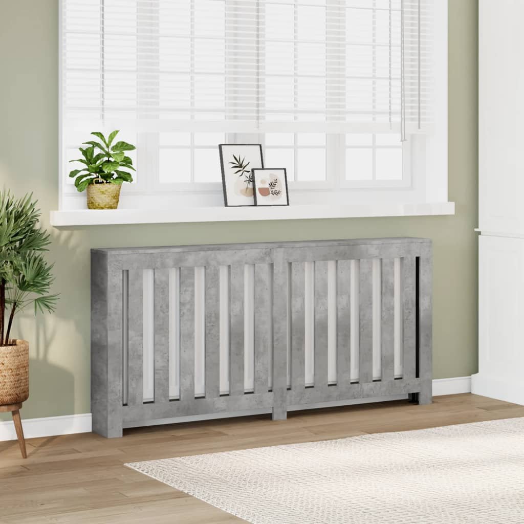Walplus Vertical Slats Radiator Cover - Concrete Grey - 175 x 20 x 82 cm