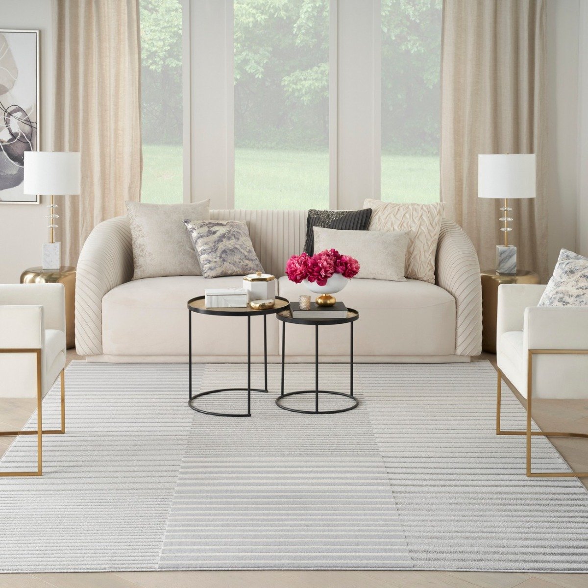 Mega Flooring Silver Modern Striped Rug - 160 x 221cm