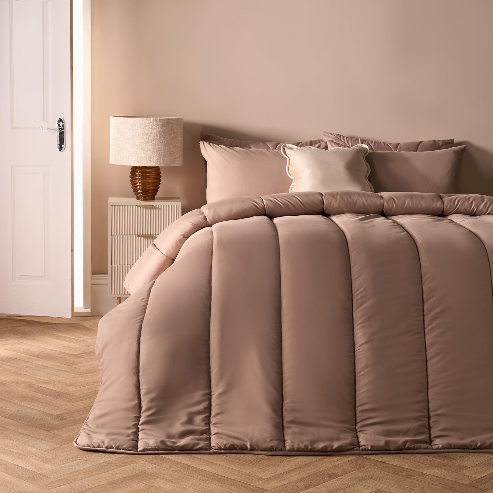 OHS Reversible 10.5 Tog Coverless Duvet Set Bedding - Natural - King