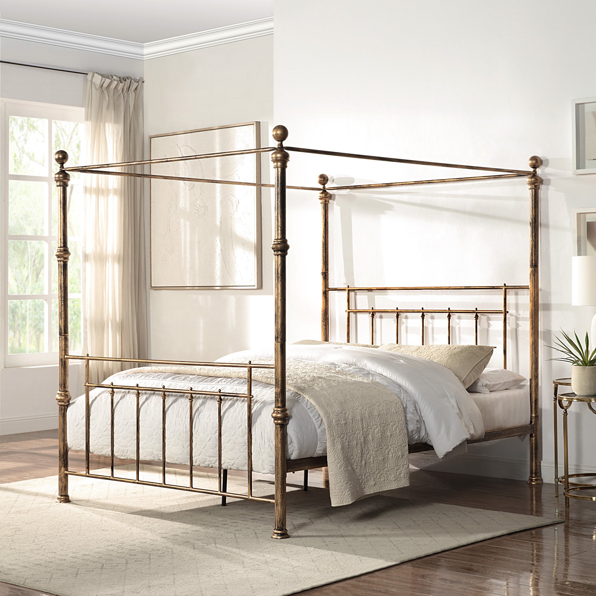 Slumberworks Welwyn Brass Effect Metal Small Double Bed Frame & Mattress– Bronze