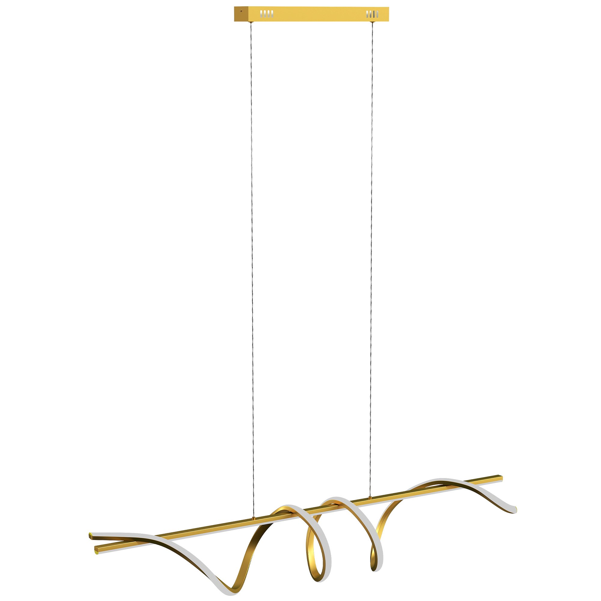HOMCOM LED Dimmable Height Adjustable Pendant Light - Gold Tone