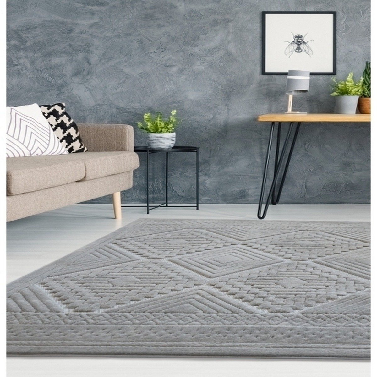 Mega Flooring Grey Modern Geometric Rug - 160 x 230cm