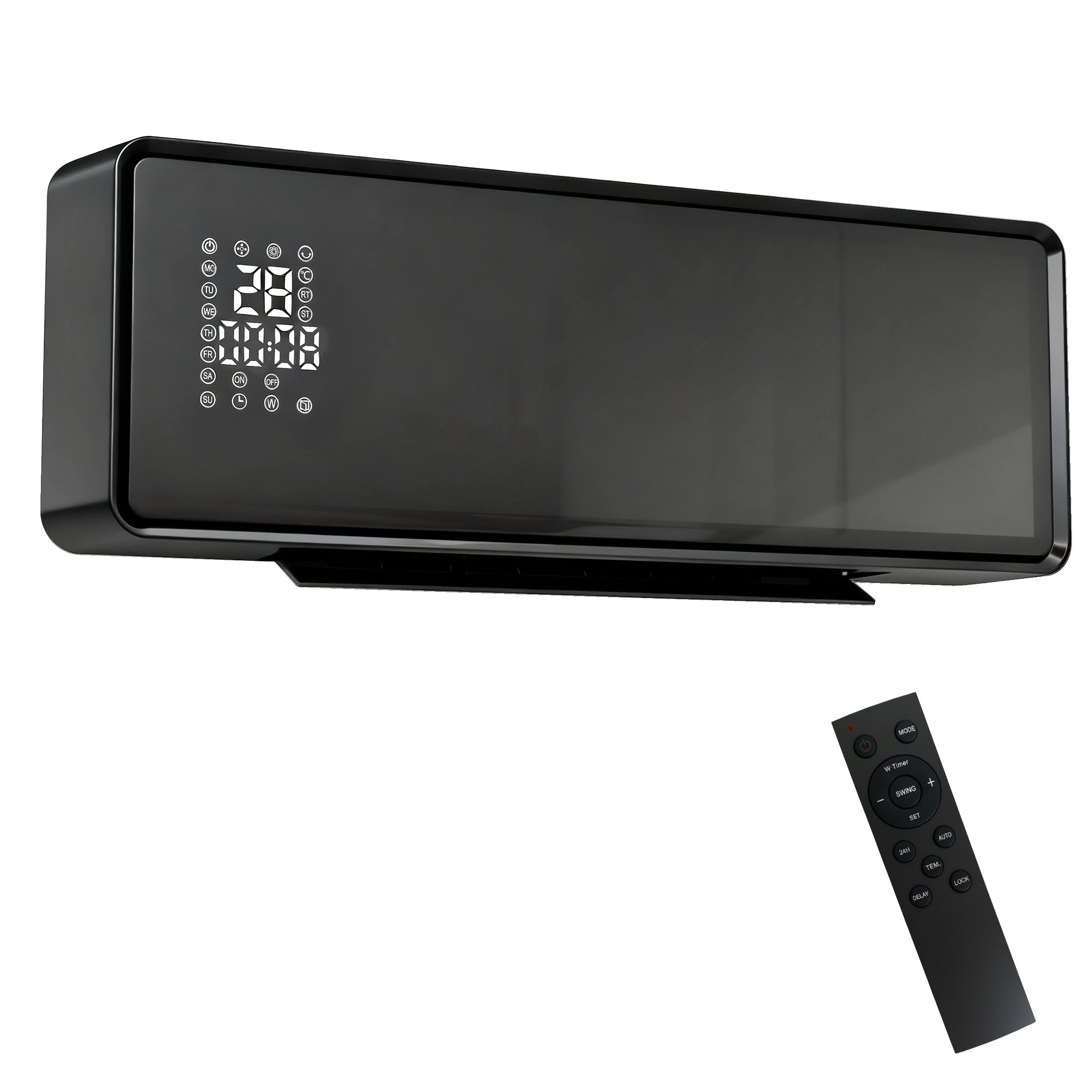 HOMCOM Ceramic Wall Mounted Space Heater with Remote Control - Black