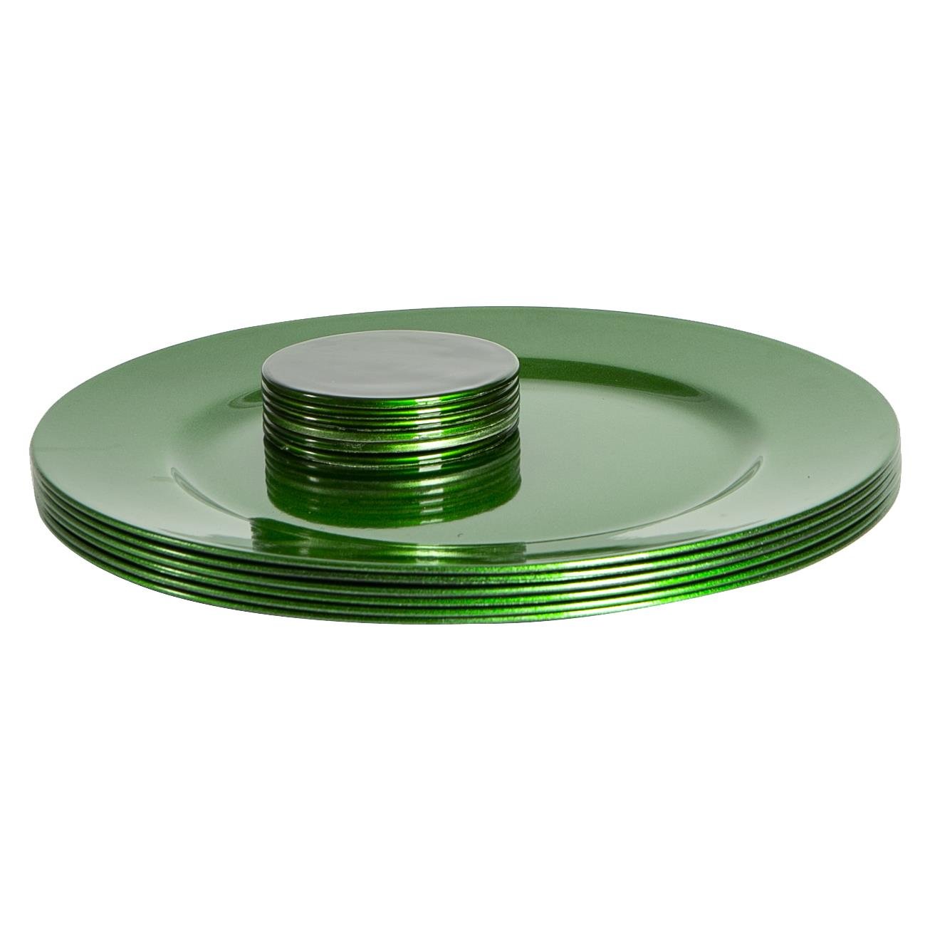 Argon Tableware 12 Piece Metallic Charger Plates Set - Green