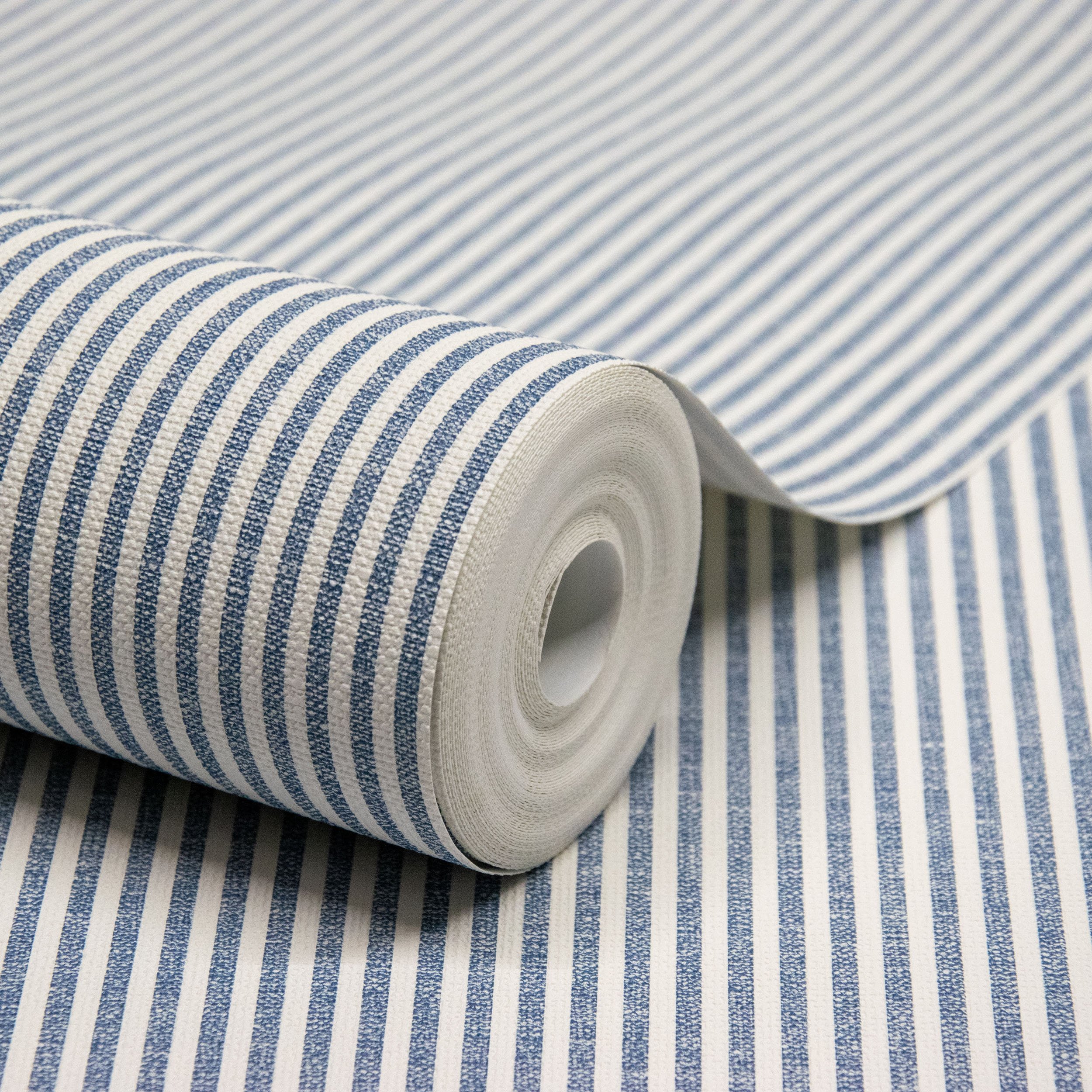 Grandeco Pinstripe Nursery Textured Wallpaper - Blue