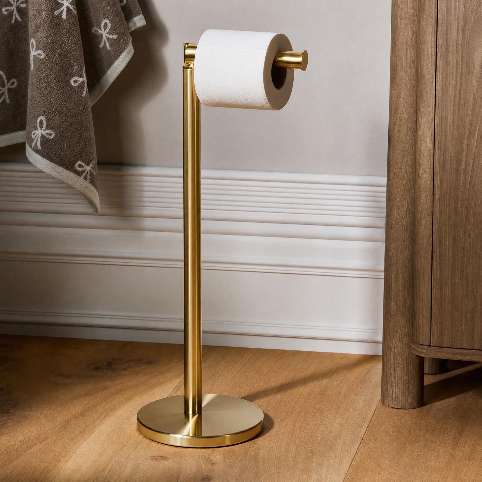 OHS 2-in-1 Freestanding Toilet Roll Holder - Gold