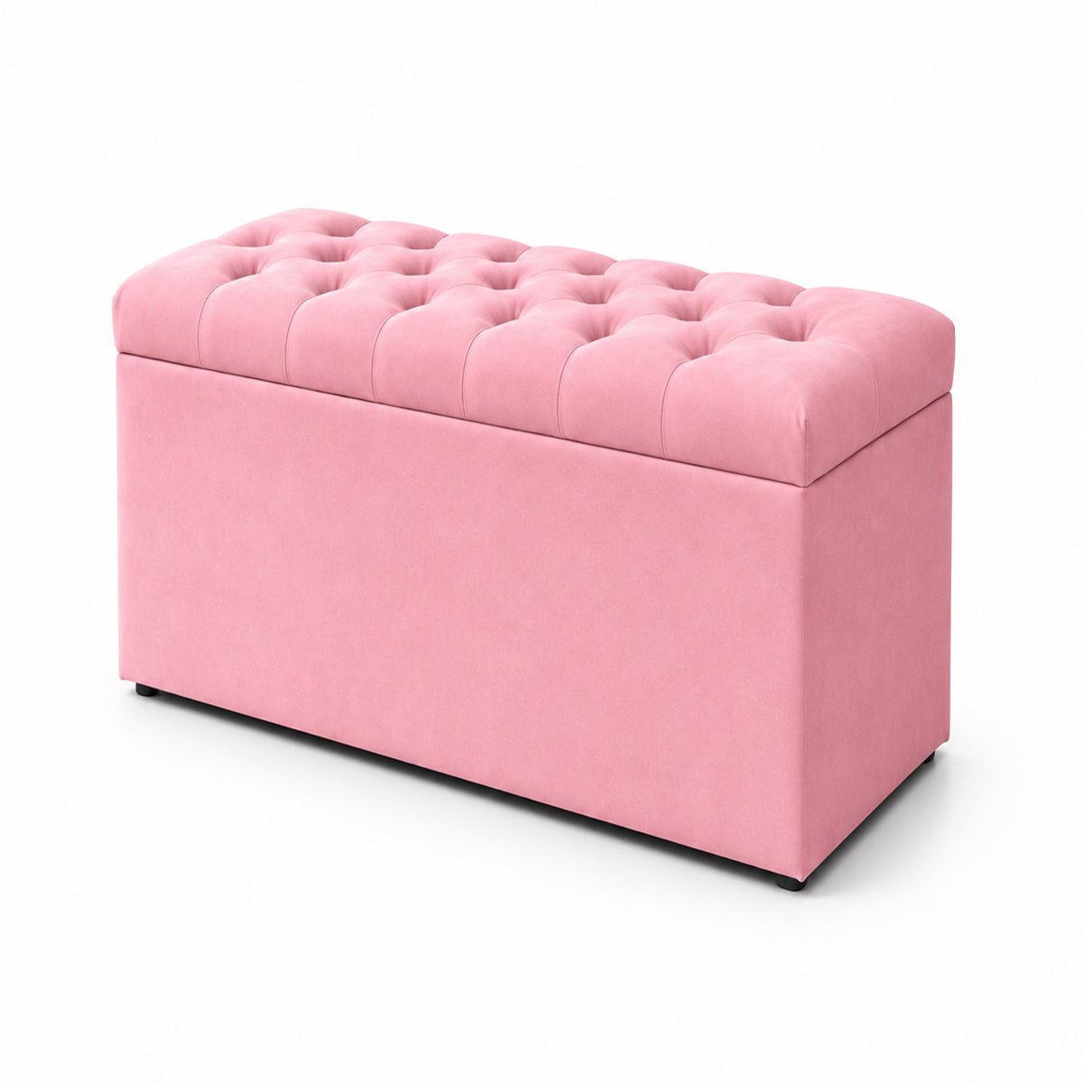 Comfy Deluxe Chesterfield Plush Velvet Storage Ottoman – Pink