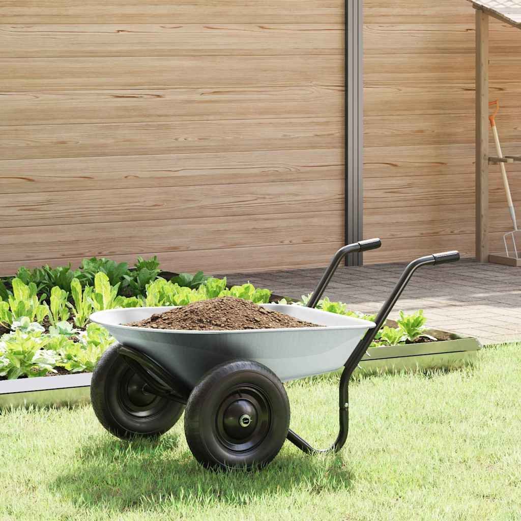 Walplus Steel Wheelbarrow and - Silver and Black - 124 x 73 x 65 cm