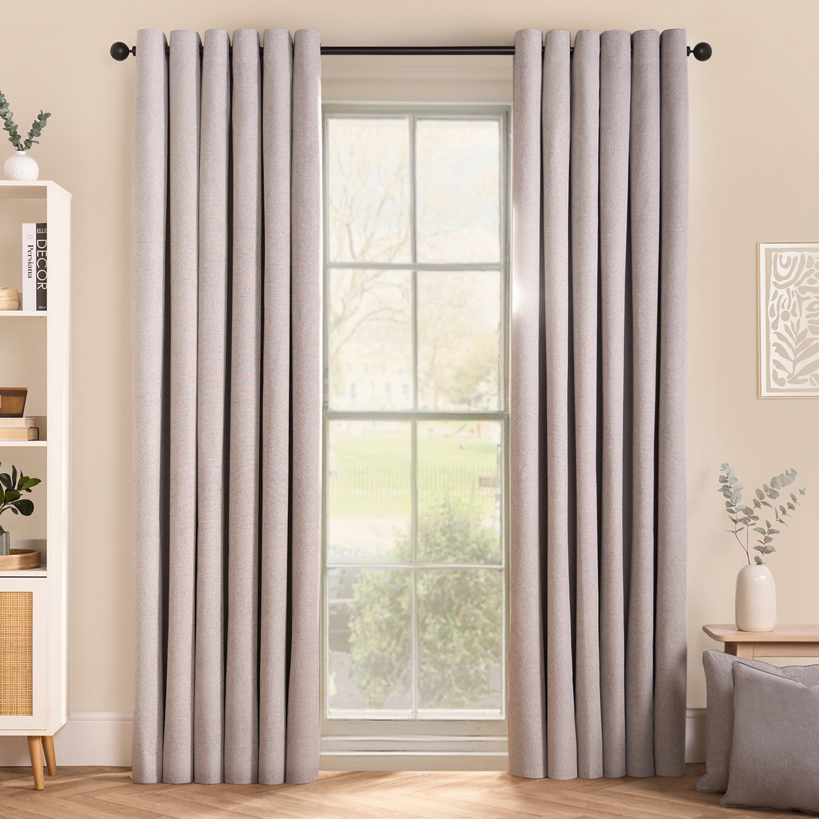 OHS Woven Texture Blackout Curtains - 168 x 183cm - Grey